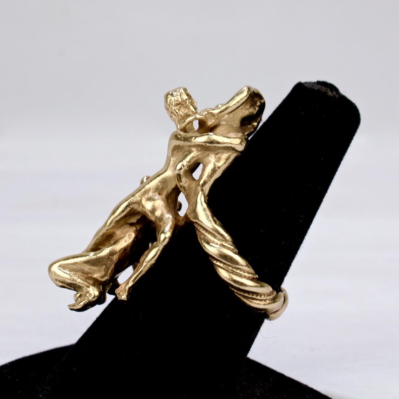 Eric de Kolb Modernist Roman Revival Rape of the Sabine Women 14 Karat Gold Ring 1