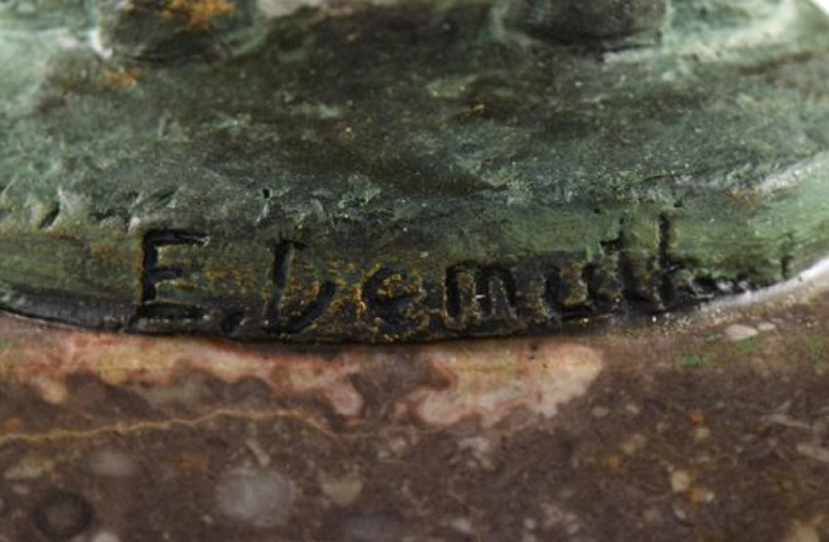 Eric Demuth Schwedischer Bildhauer:: Bronzeskulptur auf Marmorsockel:: Frau 1940er-1950er Jahre 2