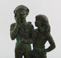 Eric Demuth, Swedish Sculptor, Bronze Sculpture on Marble Base, Young Couple