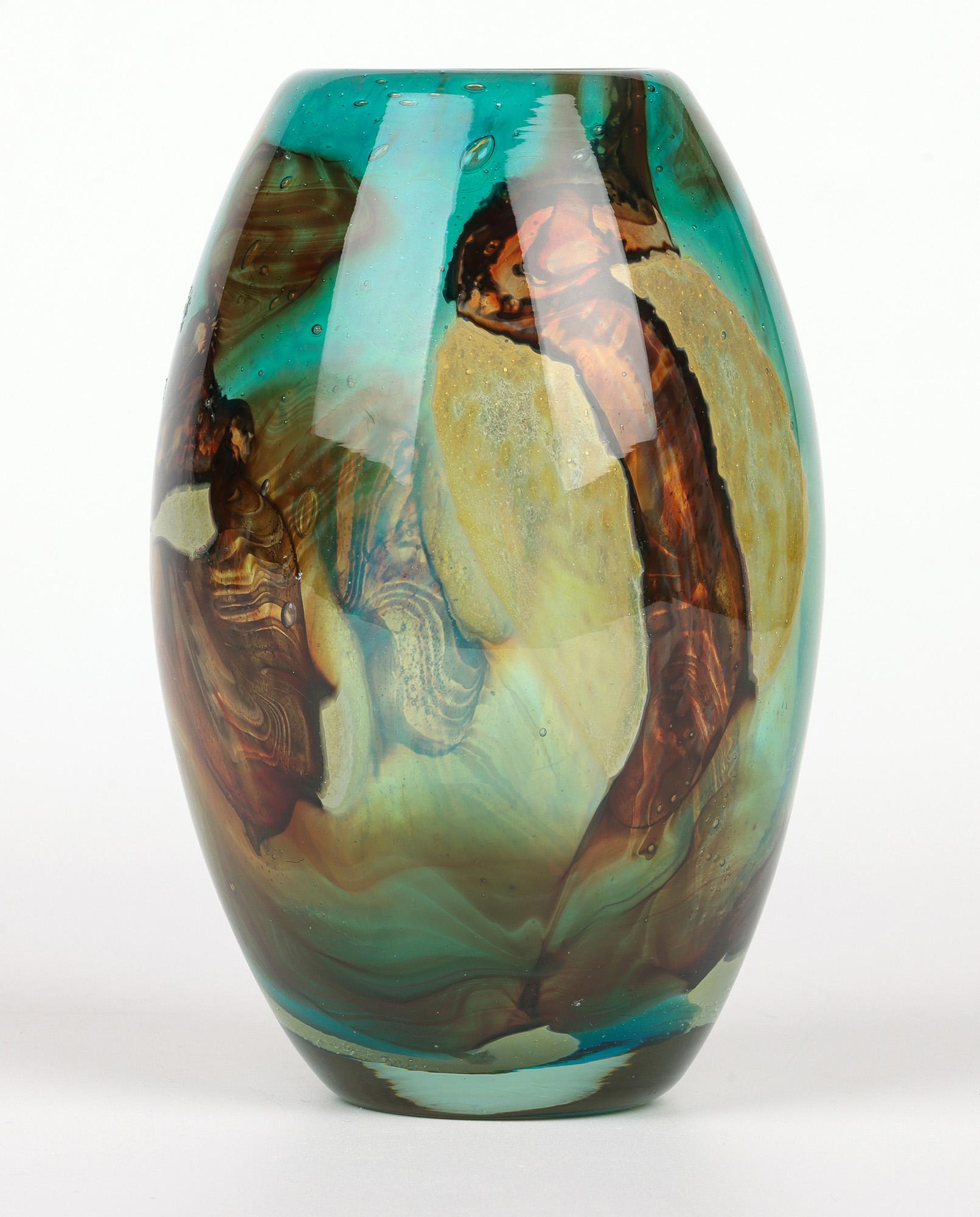 Eric Dobson and Michael Harris for Mdina Studio Glass Tiger Vase 4