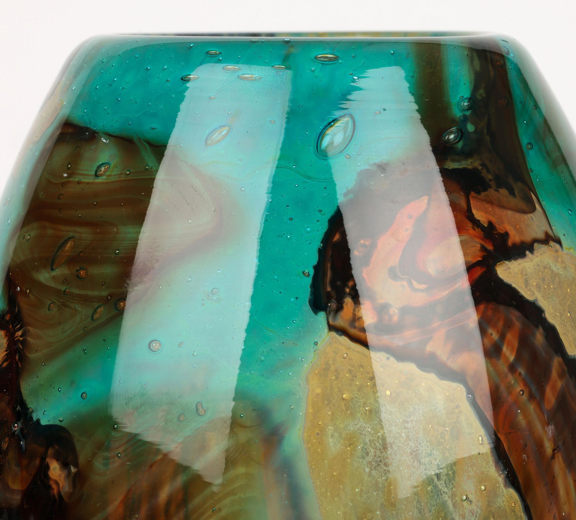 Eric Dobson and Michael Harris for Mdina Studio Glass Tiger Vase 5