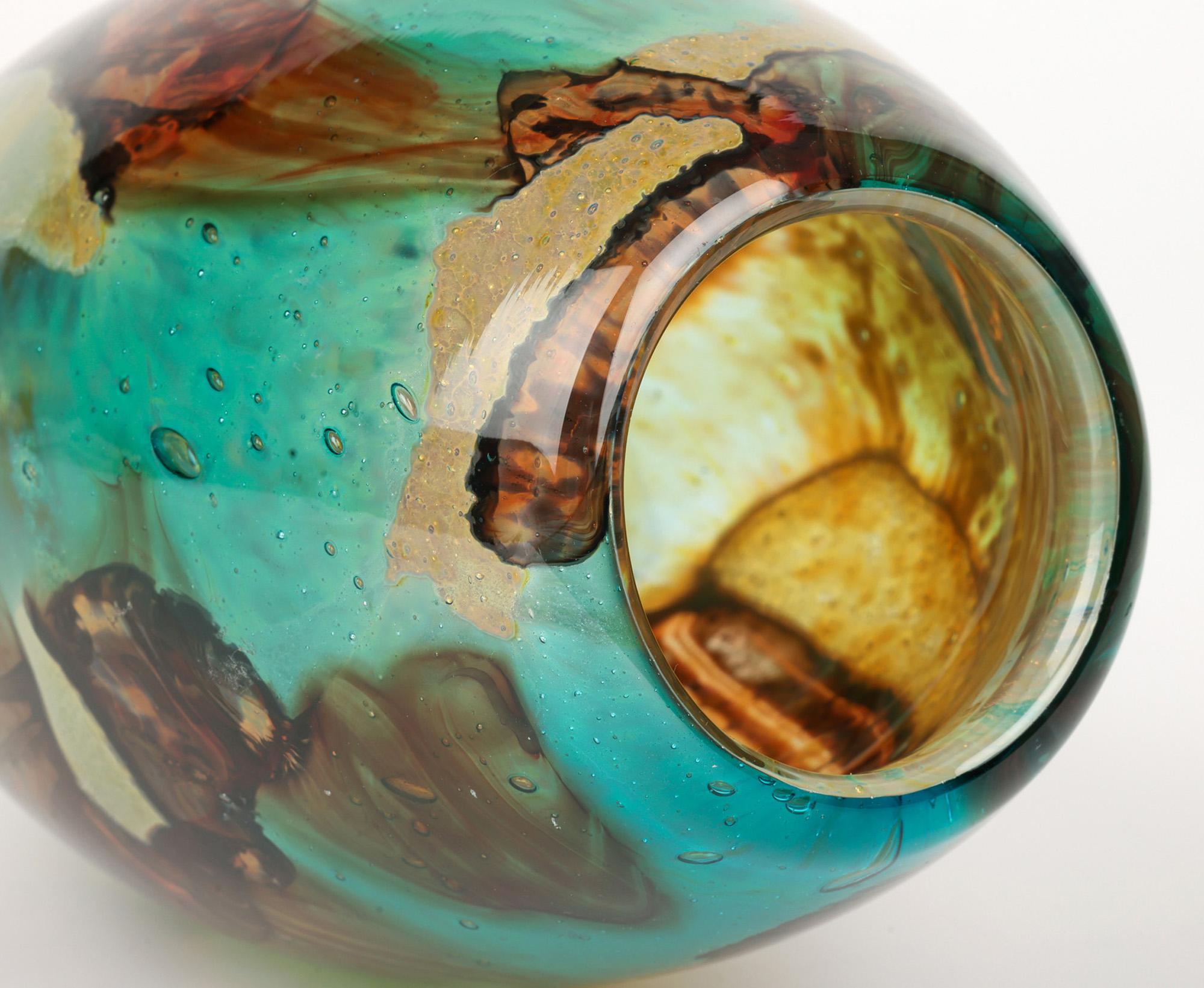 Mid-Century Modern Eric Dobson and Michael Harris for Mdina Studio Glass Tiger Vase