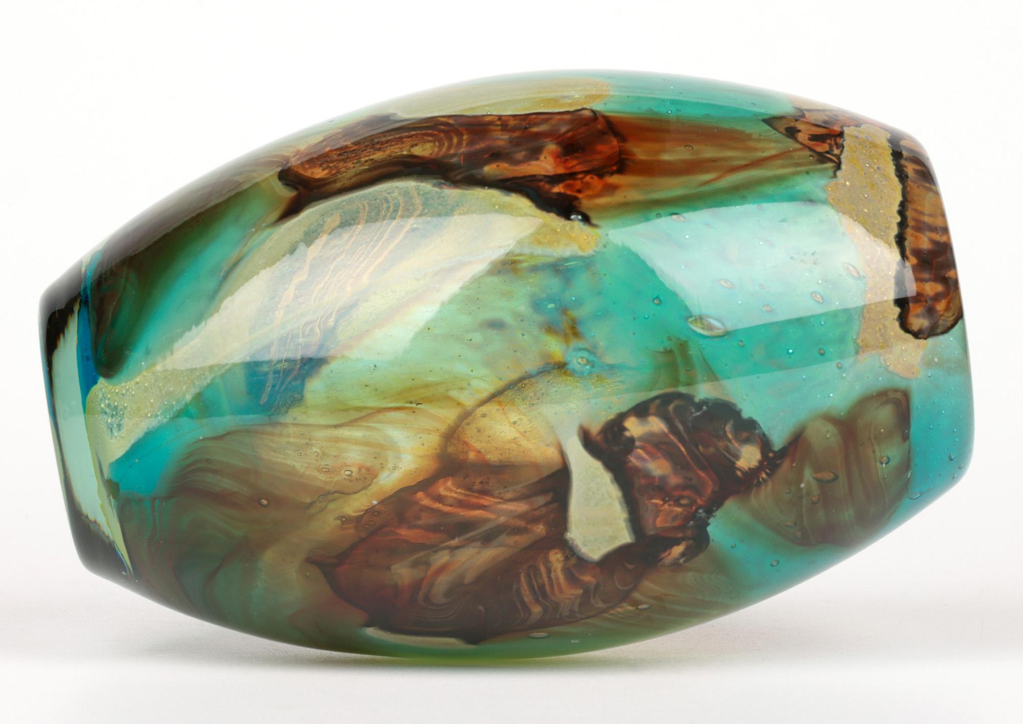 Maltese Eric Dobson and Michael Harris for Mdina Studio Glass Tiger Vase