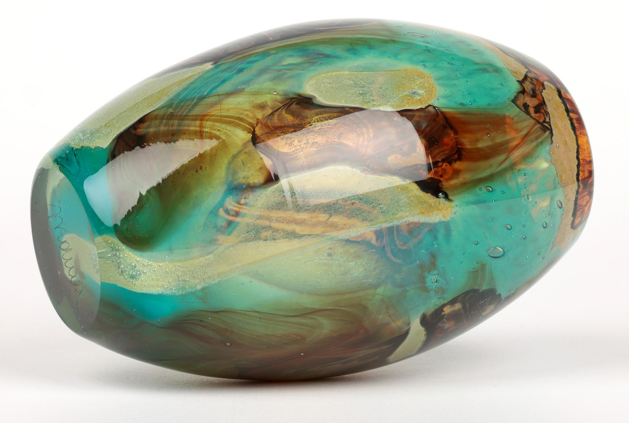 Eric Dobson and Michael Harris for Mdina Studio Glass Tiger Vase In Good Condition In Bishop's Stortford, Hertfordshire