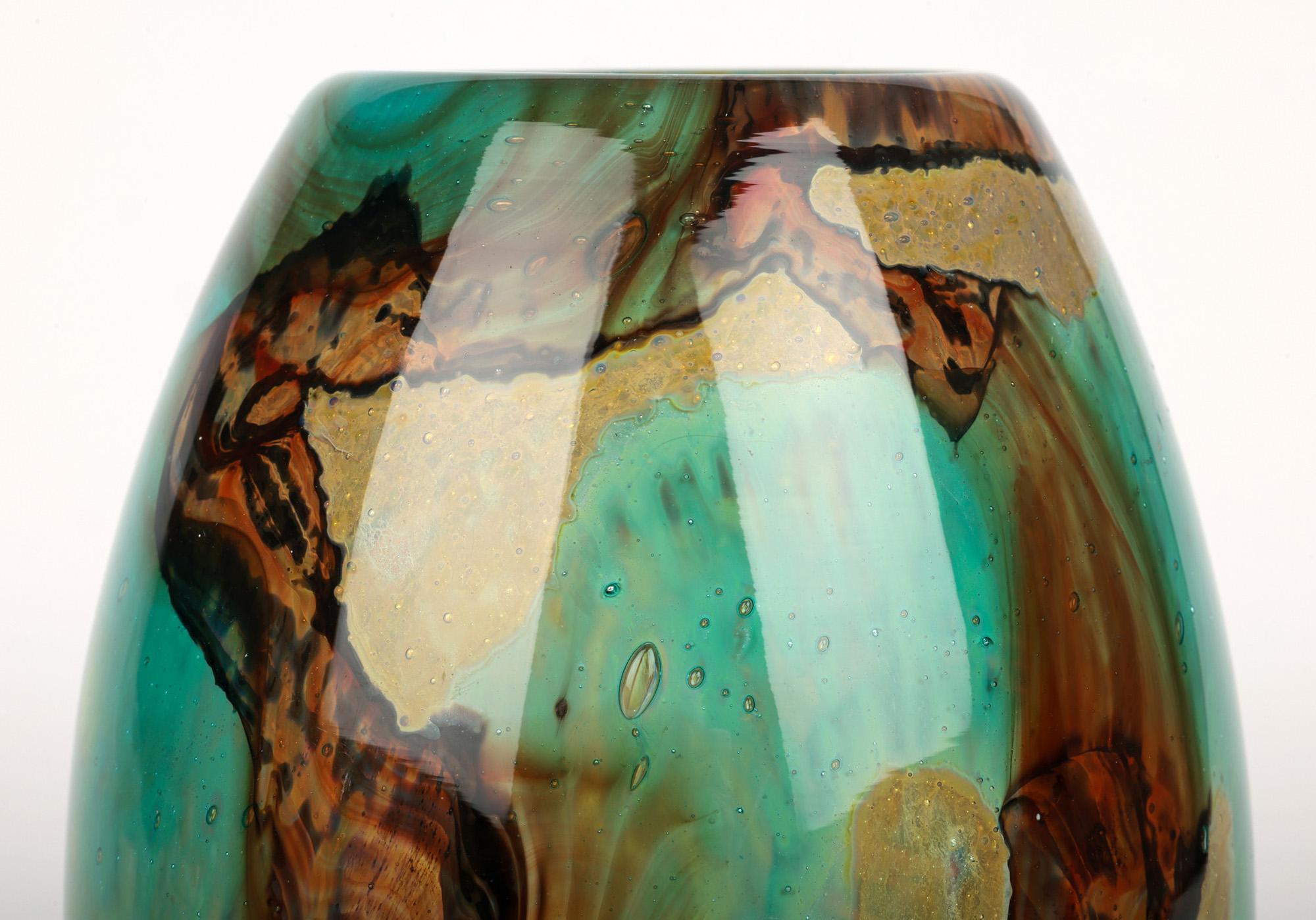 Late 20th Century Eric Dobson and Michael Harris for Mdina Studio Glass Tiger Vase