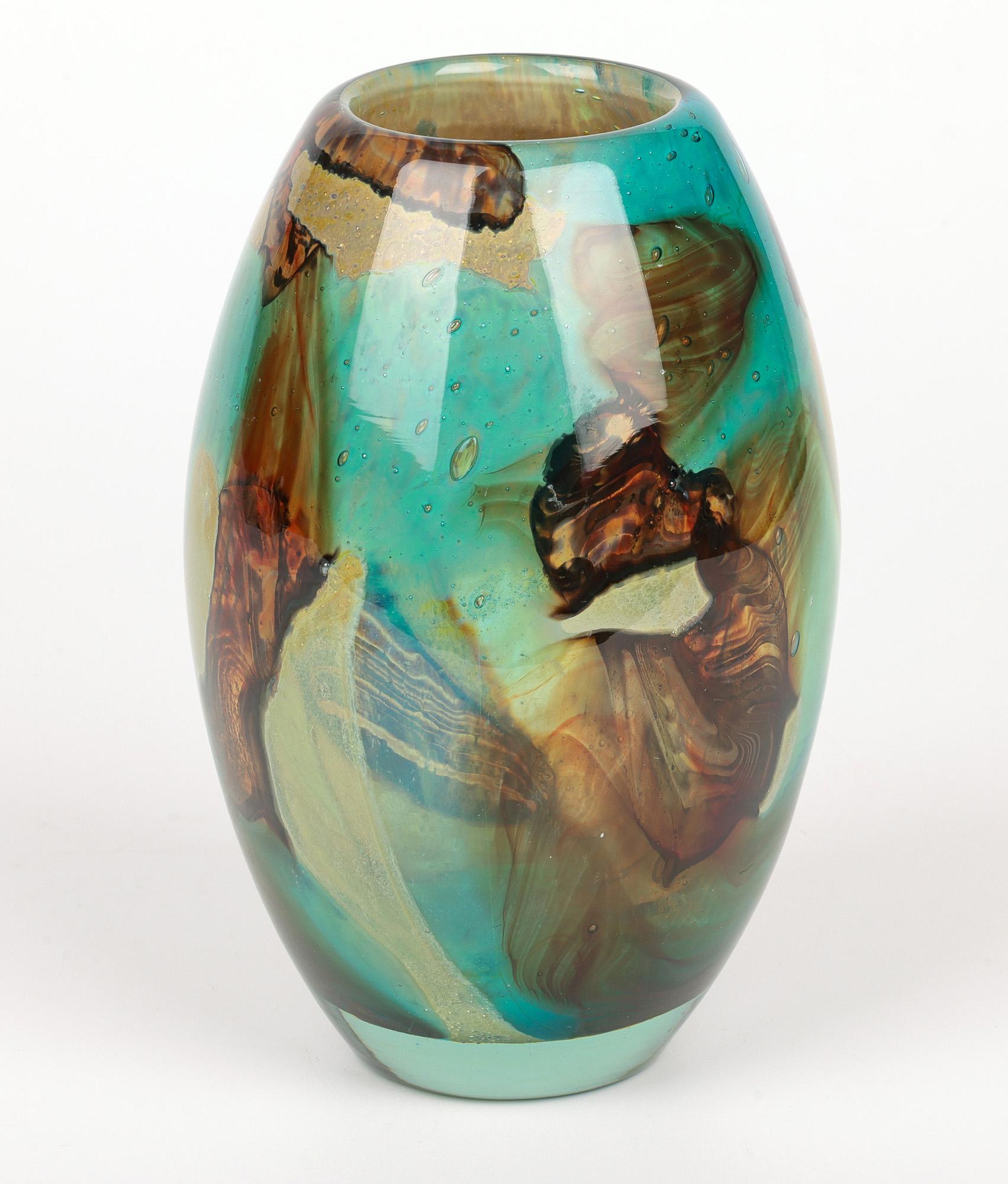 Blown Glass Eric Dobson and Michael Harris for Mdina Studio Glass Tiger Vase