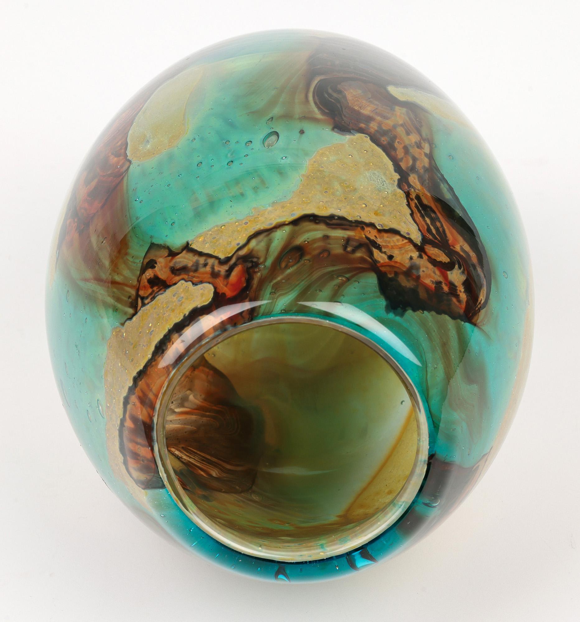 Eric Dobson and Michael Harris for Mdina Studio Glass Tiger Vase 1