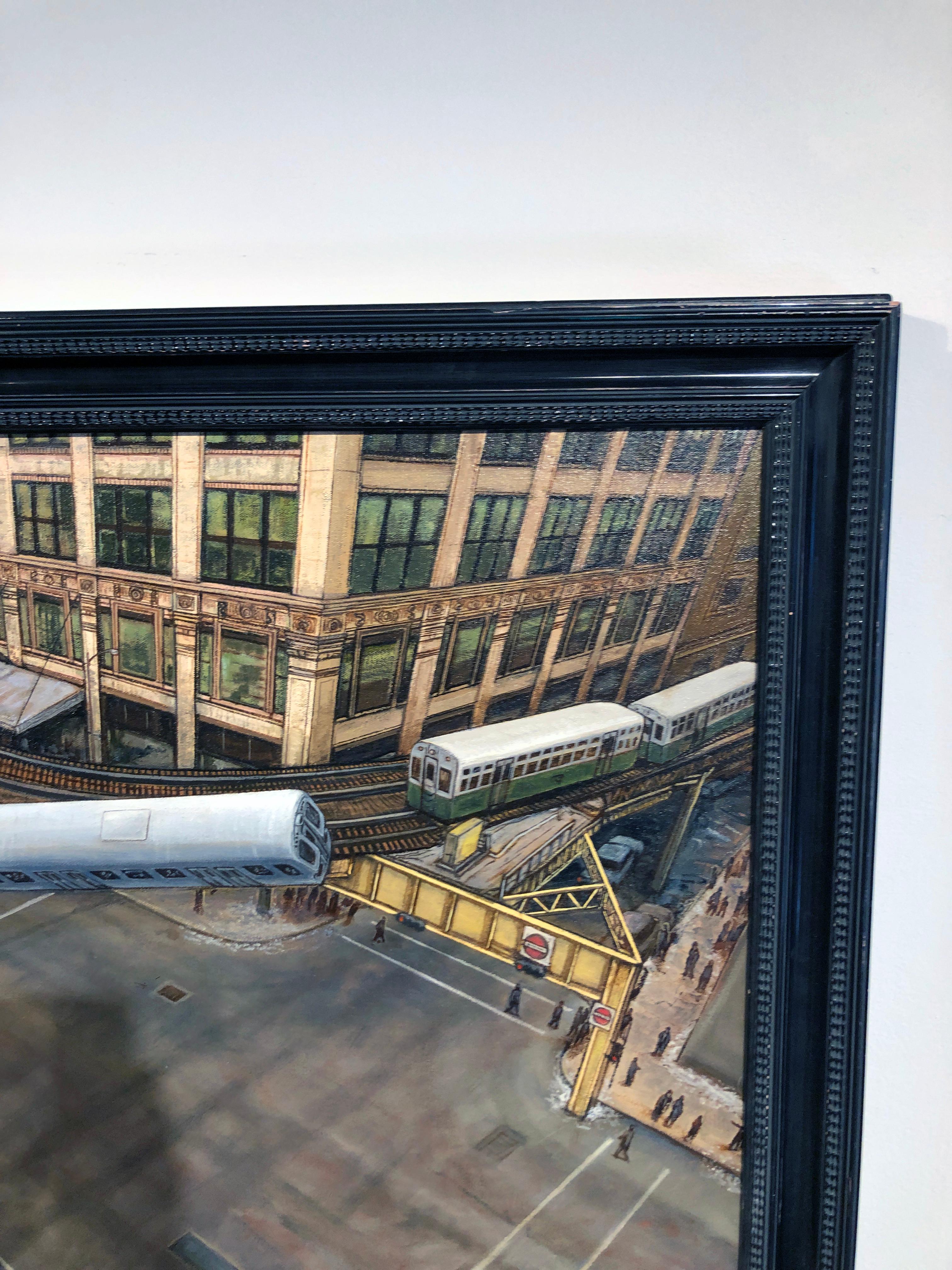 1977 CTA EL Train Dreailment - Oil Painting of Unprecedented Historic Disaster 3