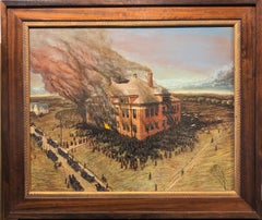 Collinwood School Fire, Collinwood, Ohio, 1908. Oil on Canvas, Framed