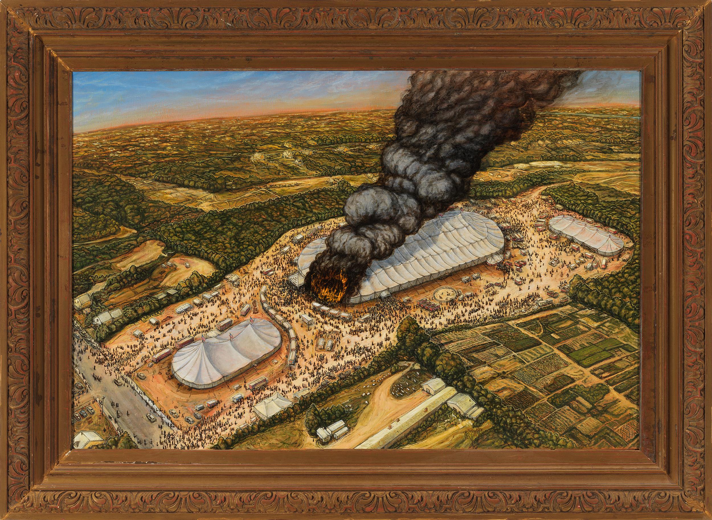 Ringling Brothers Barnum & Bailey Circus Fire of 1944 - Historic Disaster - Painting by Eric Edward Esper