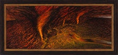 Der Feuersturm von Peshtigo: Historisches Ölgemälde auf Leinwand, 40 x 16 Zoll