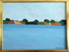 1972 Modernist Vintage Swedish Coastal Landscape Oil Painting - Still Shores