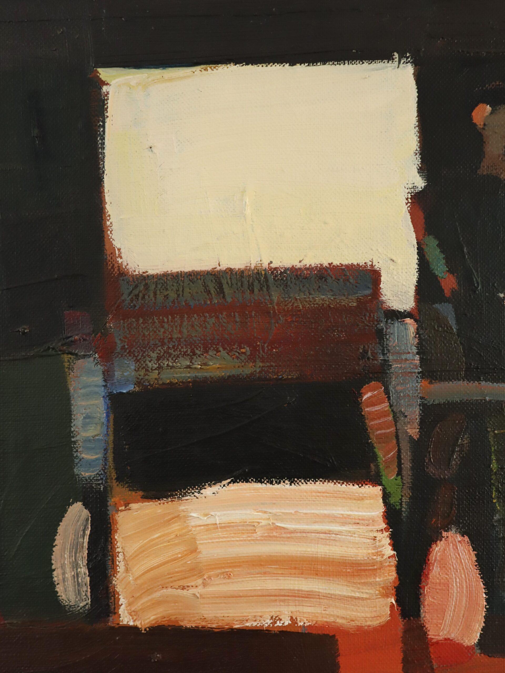 Mid Century Modern Semi-Abstract Figurative Oil Painting - Figure in a Carriage For Sale 5