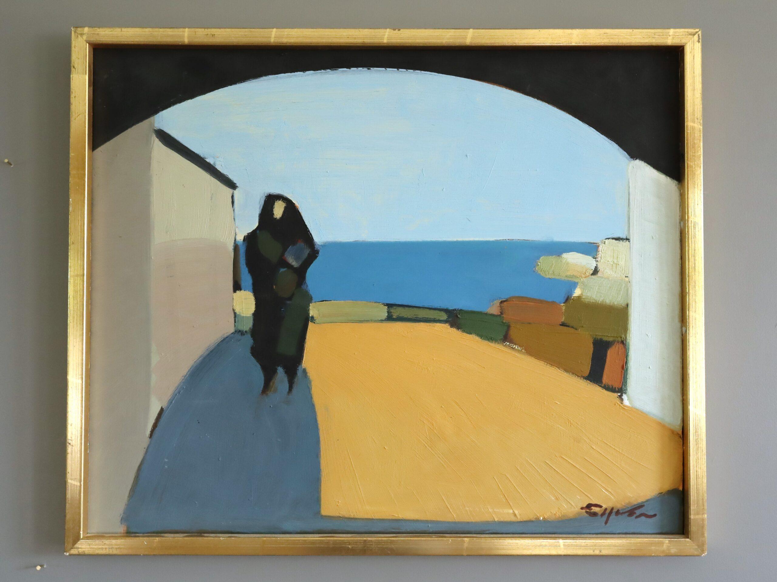 Peinture à l'huile suédoise moderne du milieu du siècle dernier - paysage côtier - Passage de bord de mer - Painting de Eric Elfvén