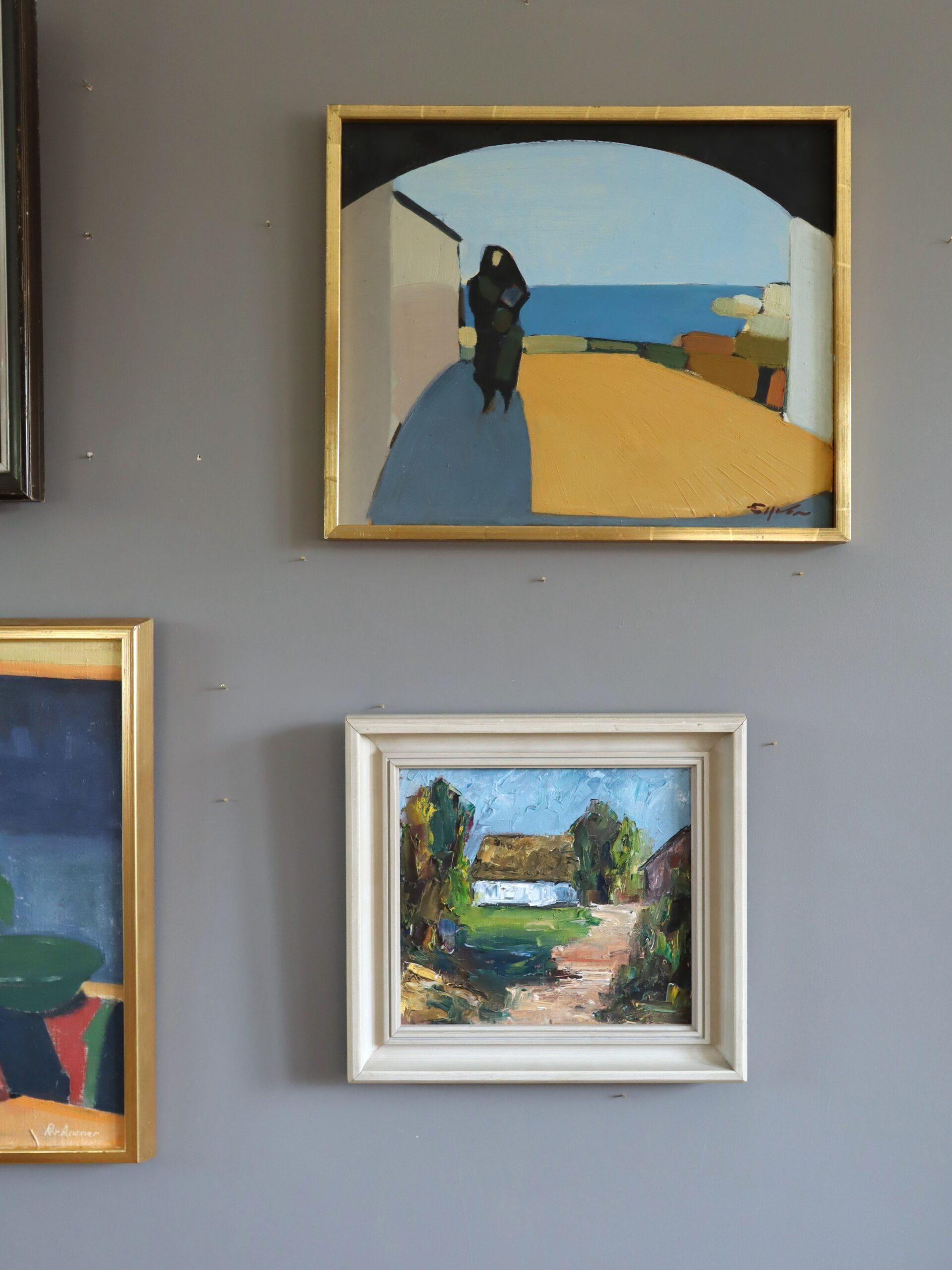 Peinture à l'huile suédoise moderne du milieu du siècle dernier - paysage côtier - Passage de bord de mer - Moderne Painting par Eric Elfvén