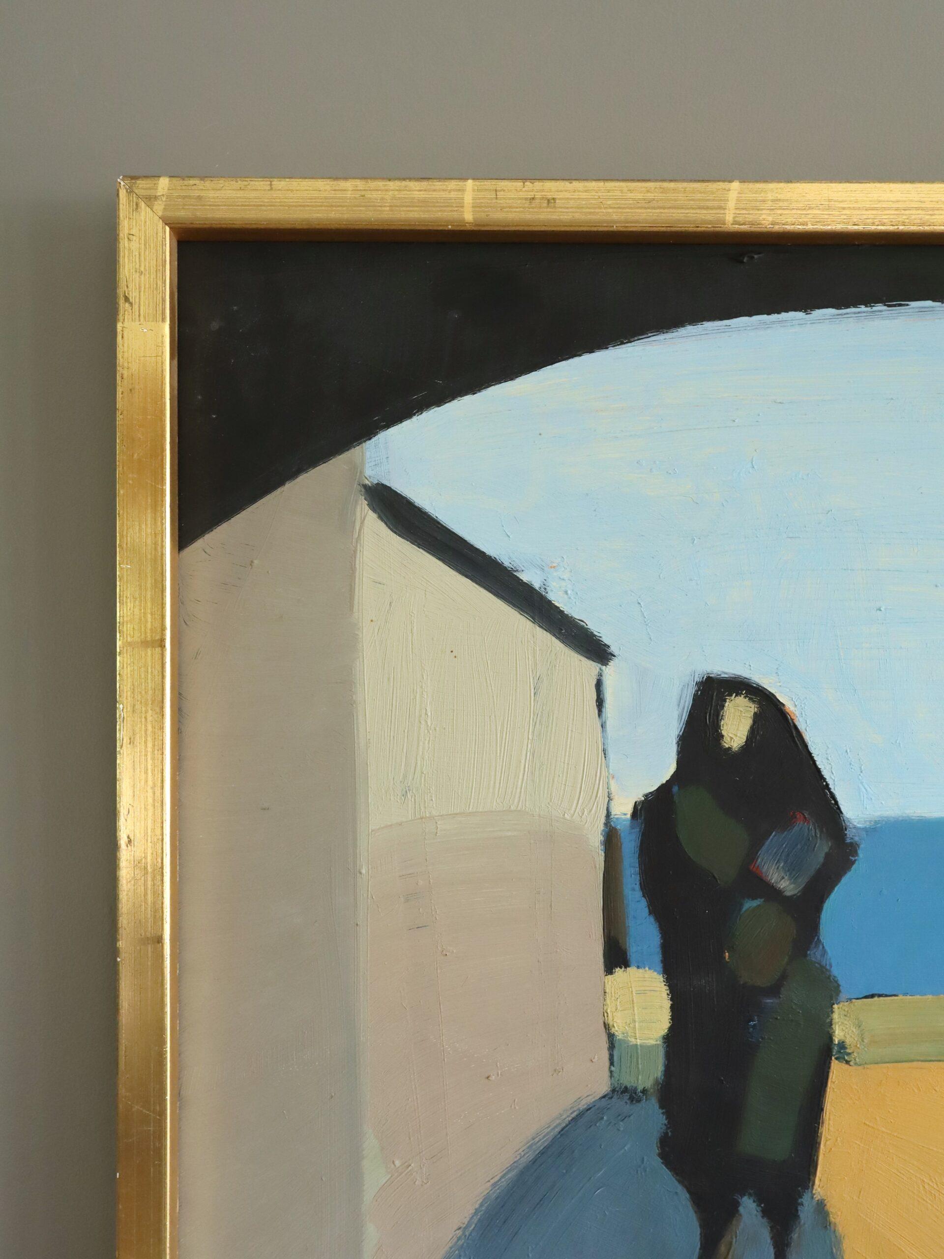 Peinture à l'huile suédoise moderne du milieu du siècle dernier - paysage côtier - Passage de bord de mer en vente 1