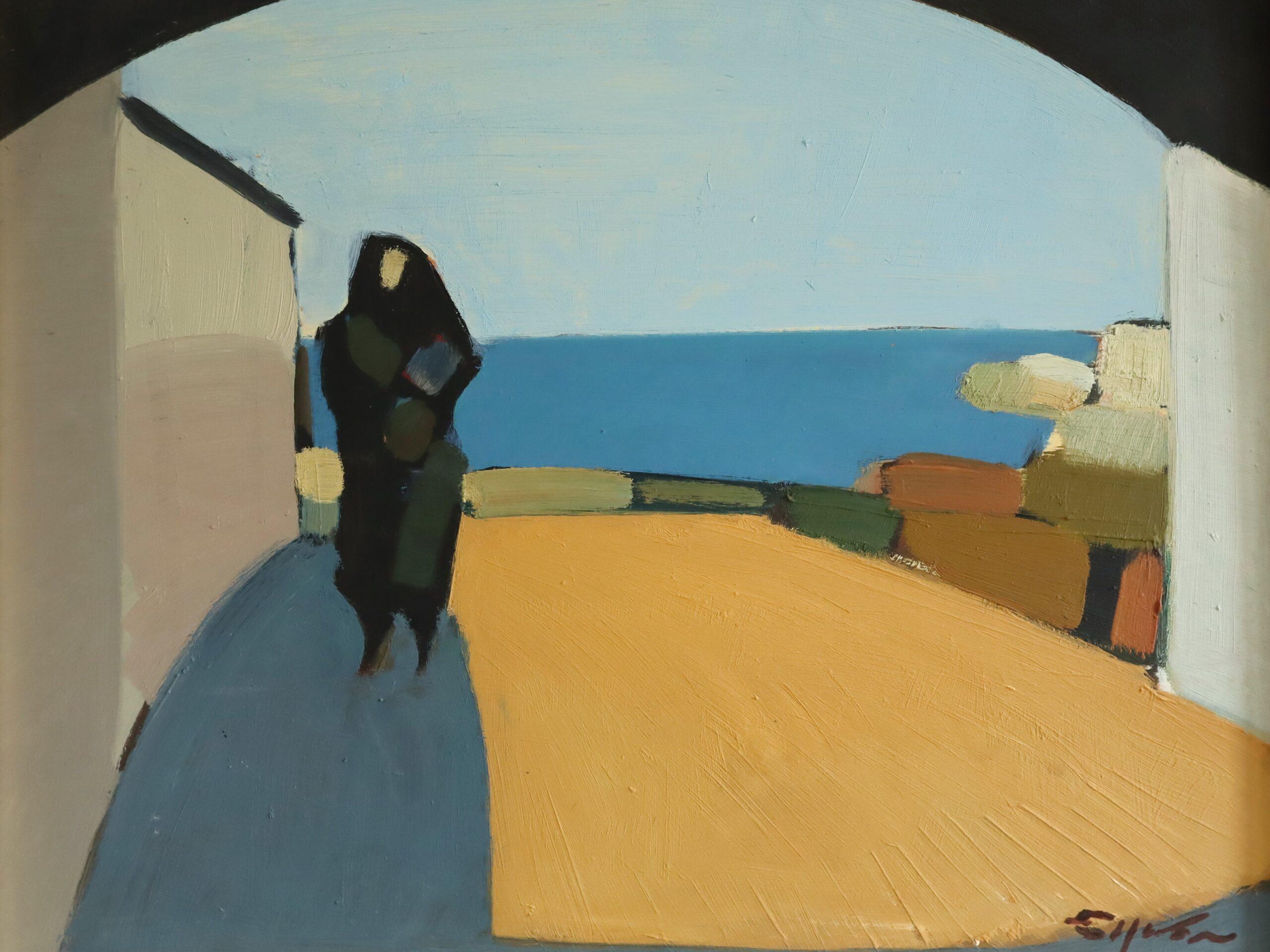 Peinture à l'huile suédoise moderne du milieu du siècle dernier - paysage côtier - Passage de bord de mer en vente 3