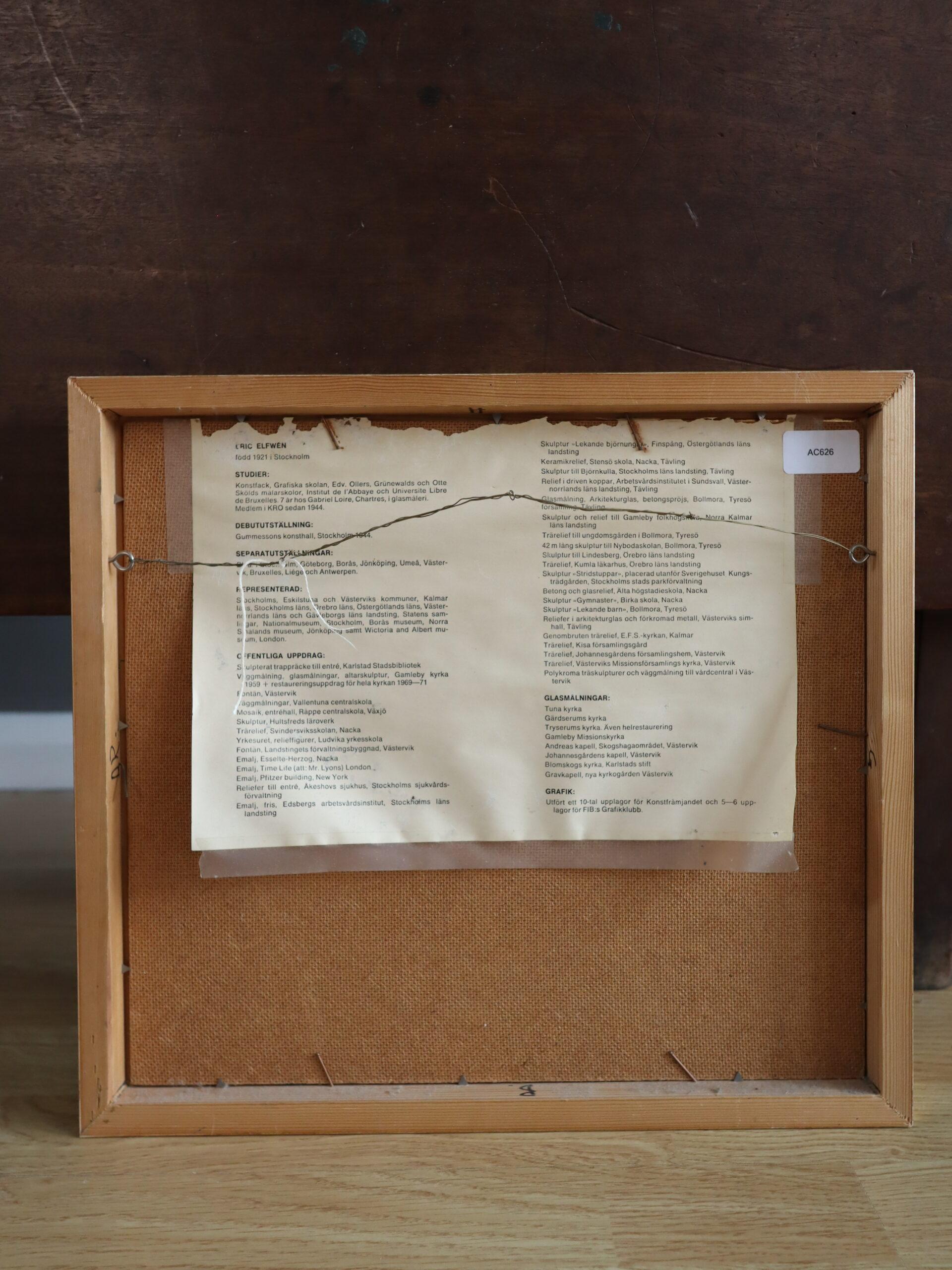 Mid Century Modern Vintage Mini Abstract Portrait Oil Painting -Garden Gathering For Sale 9