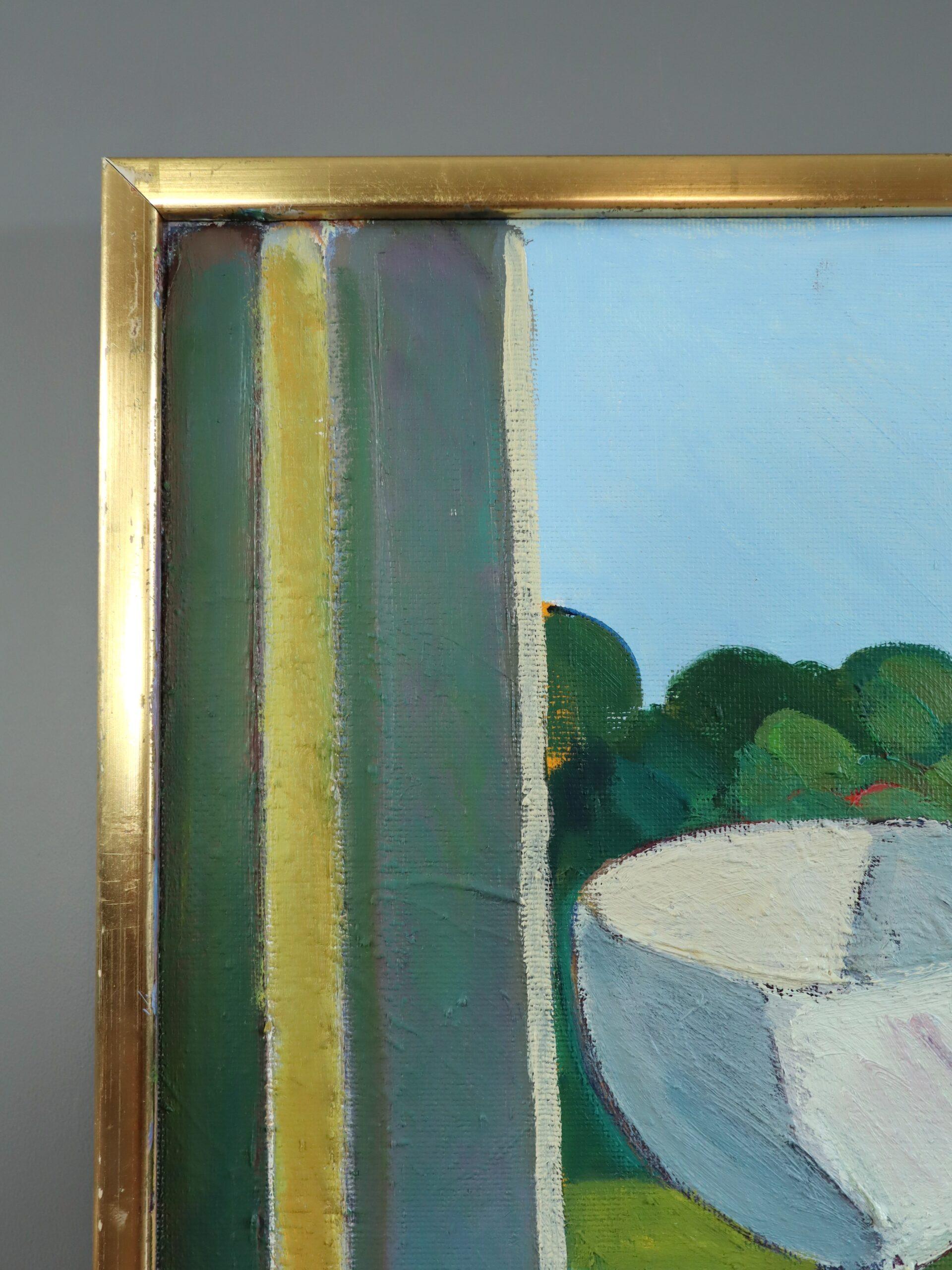 Pittura ad olio originale di una natura morta del Medioevo moderno e d'epoca - Interno e vista in vendita 1