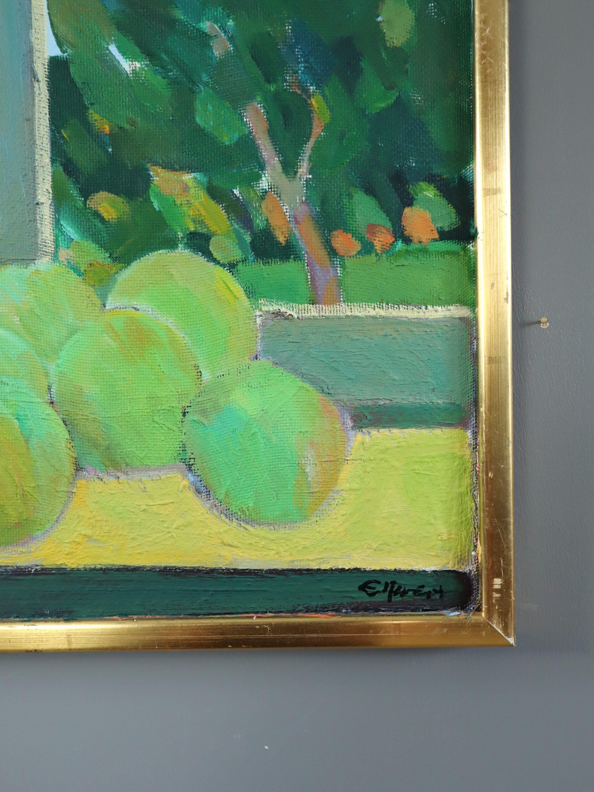 Pittura ad olio originale di una natura morta del Medioevo moderno e d'epoca - Interno e vista in vendita 2