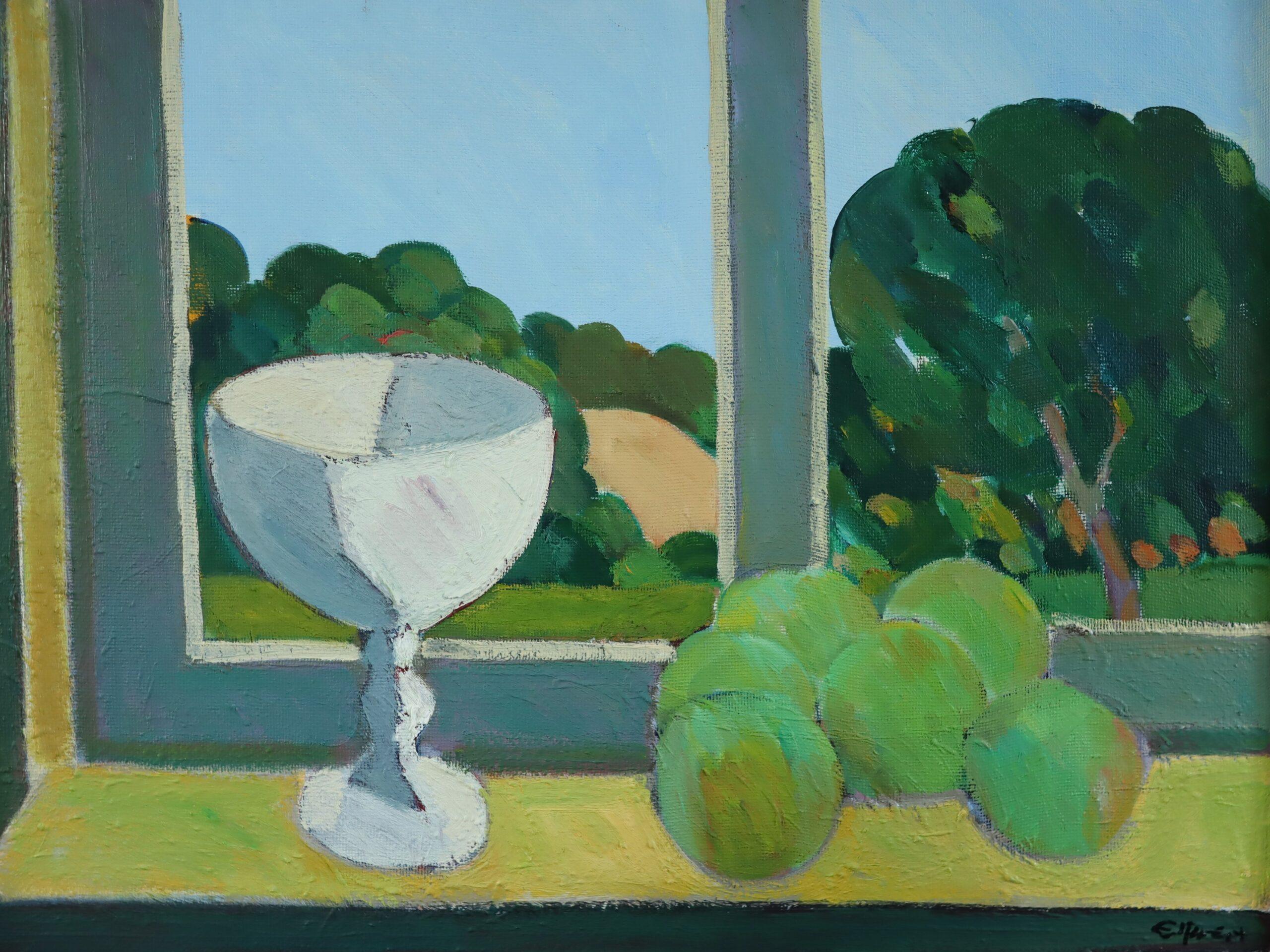 Pittura ad olio originale di una natura morta del Medioevo moderno e d'epoca - Interno e vista in vendita 3