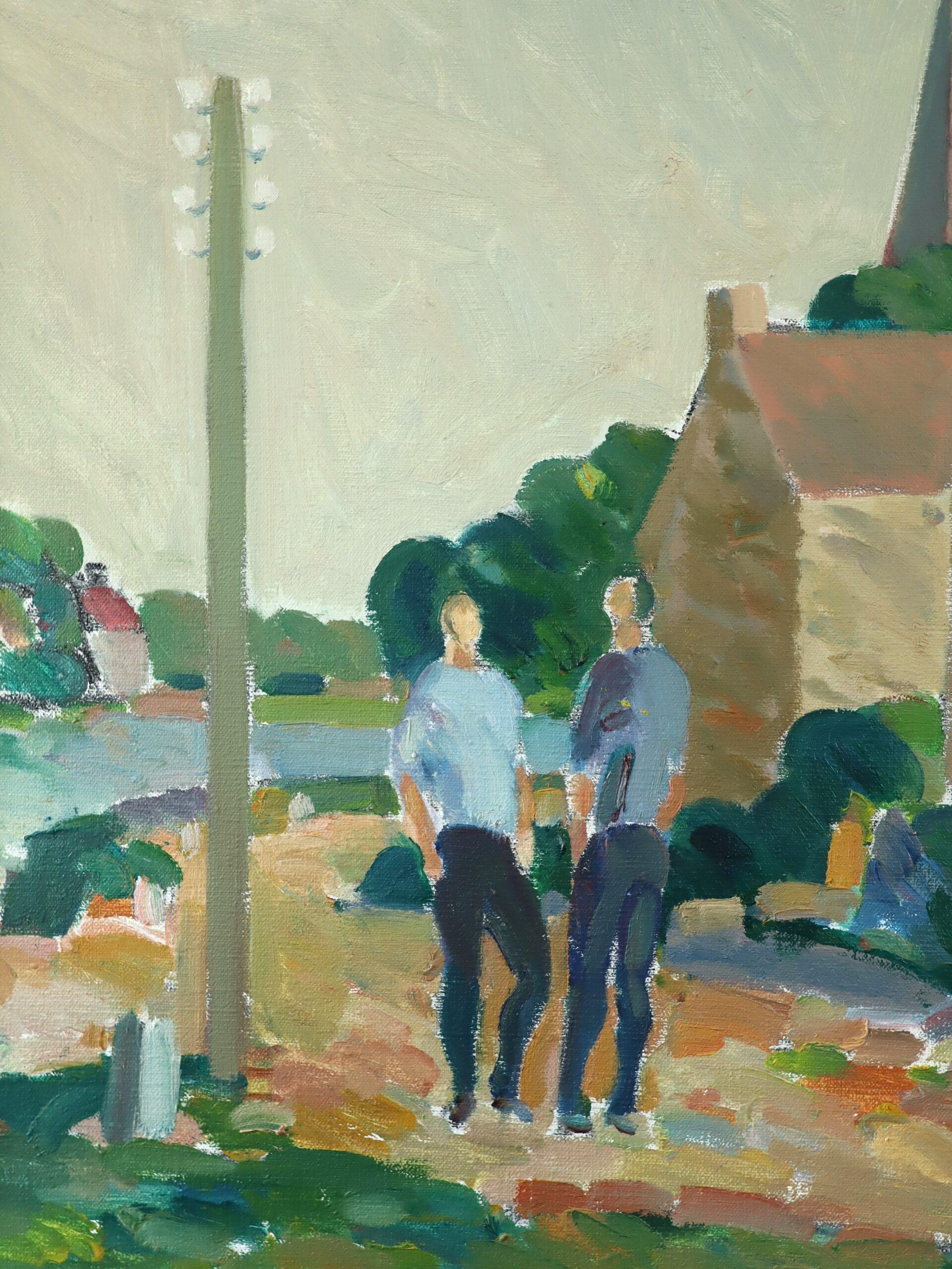 Pittura ad olio di paesaggio svedese d'epoca - Passeggiata pomeridiana in vendita 5