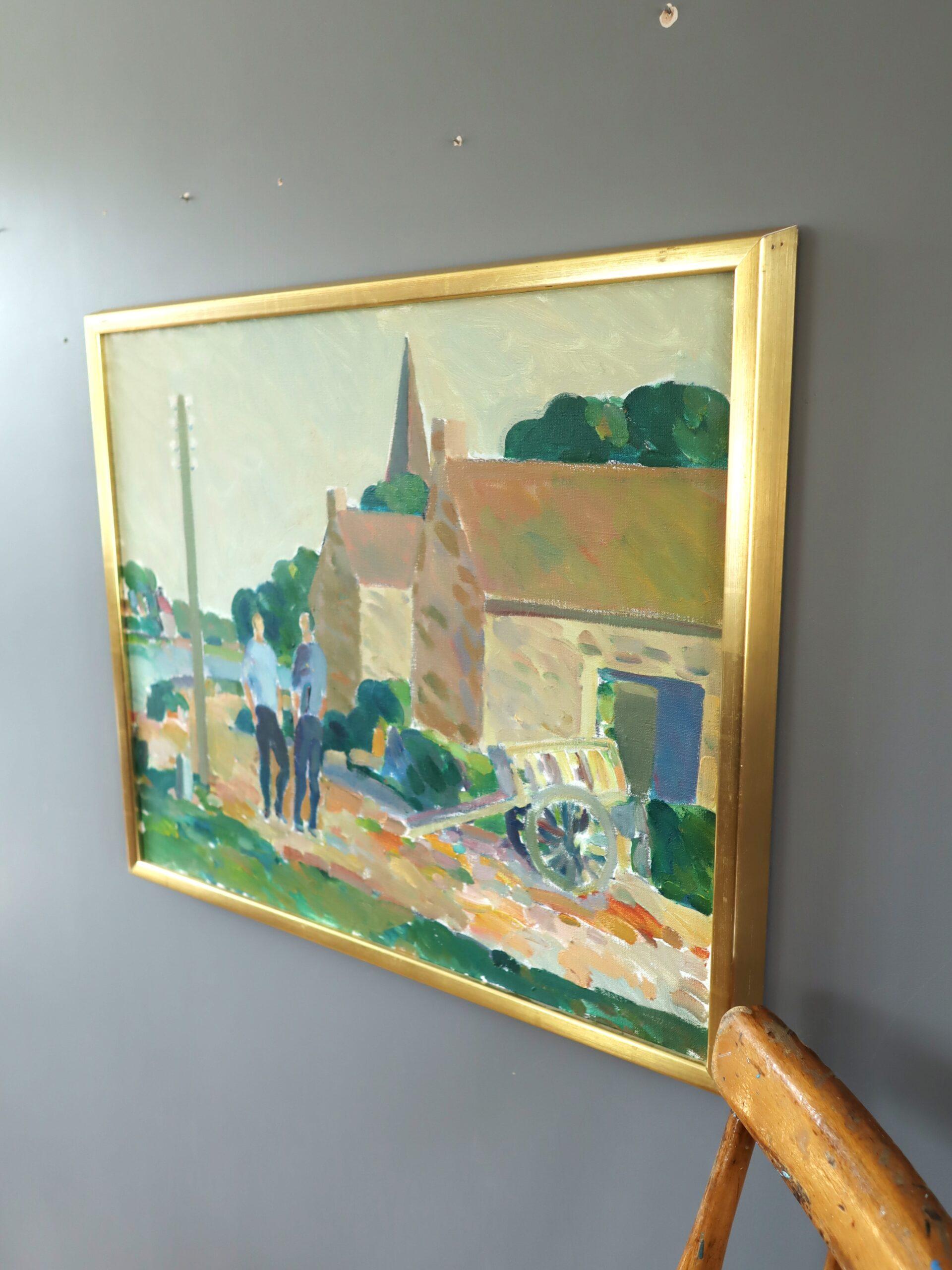 PASSEGGIATA POMERIDIANA 
Dimensioni: 50 x 59 cm (cornice inclusa)
Olio su tela

Un vibrante e affascinante dipinto a olio in stile modernista di metà secolo dell'artista svedese Eric Elfvén (1921-2008), le cui opere sono state esposte in collezioni