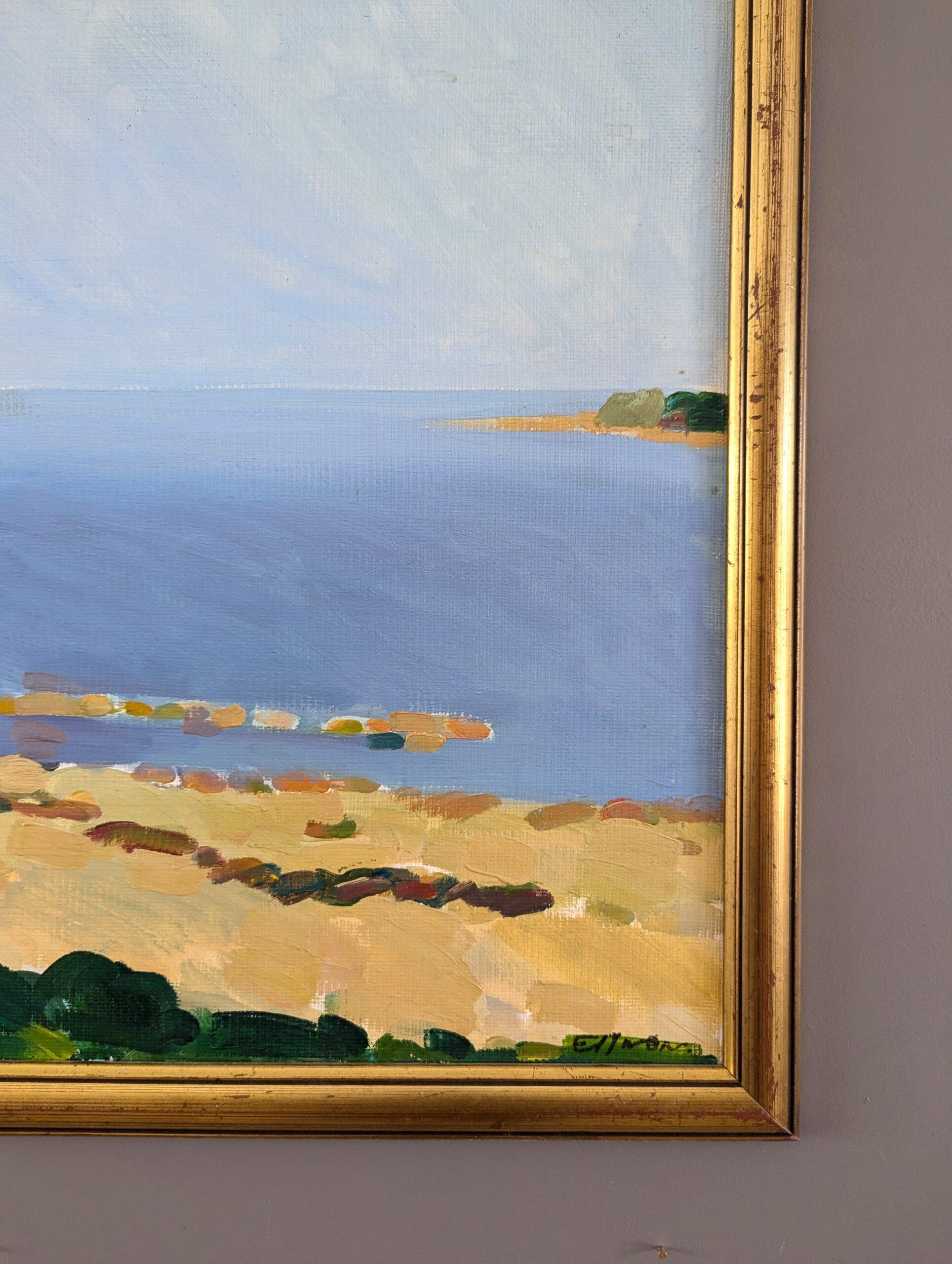 Vintage Mid-Century Coastal Landscape Framed Oil Painting - Moments with the Sea 9