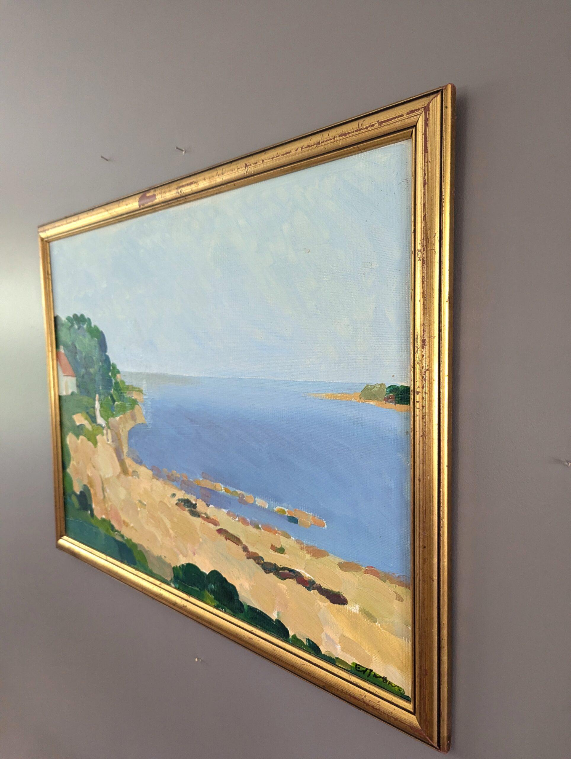Vintage Mid-Century Coastal Landscape Framed Oil Painting - Moments with the Sea 6