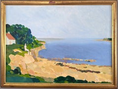 Vintage Mid-Century Coastal Landscape Framed Oil Painting - Moments with the Sea