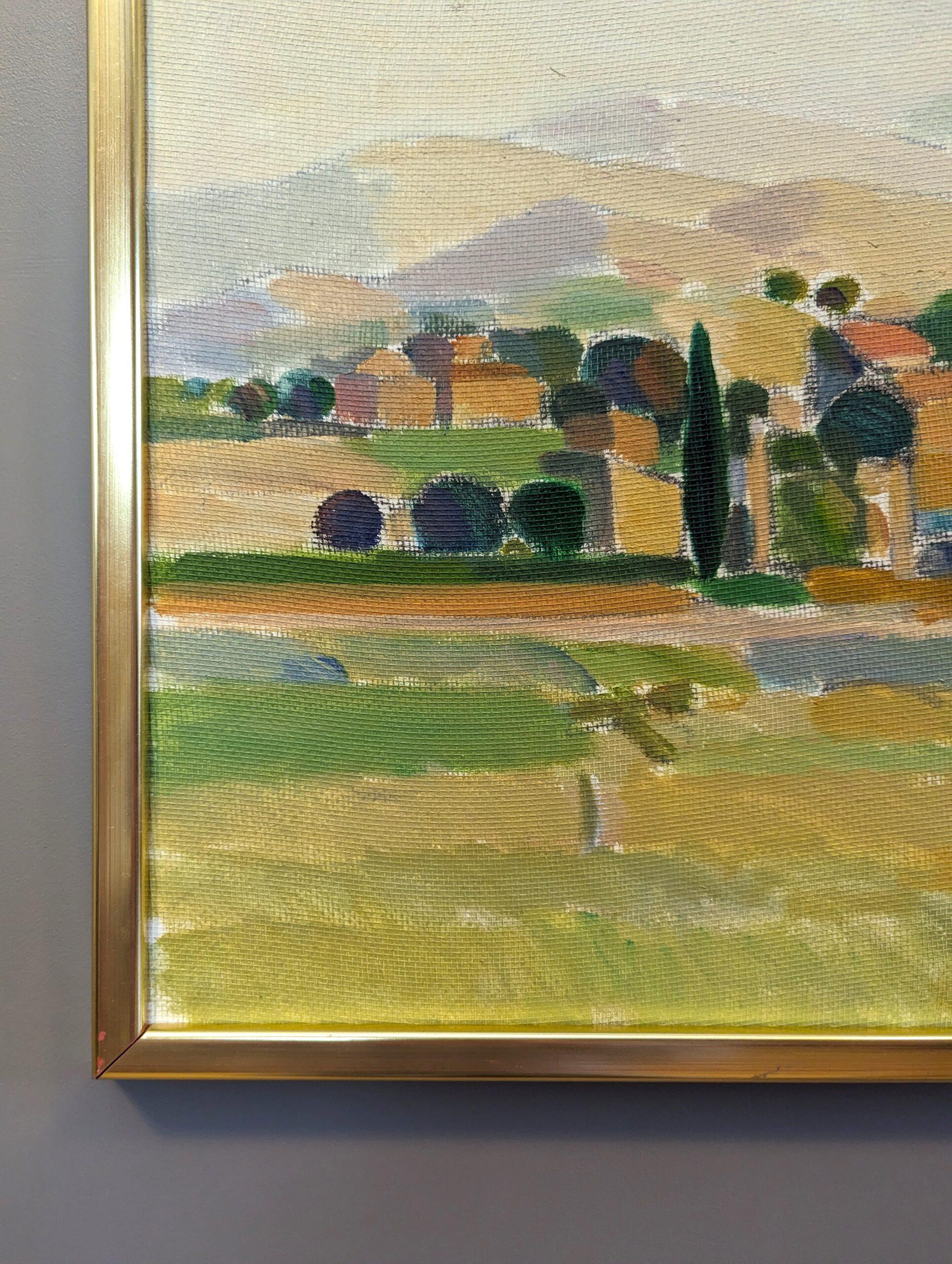 Vintage Mid-Century Expressionist Landscape Framed Oil Painting - Charming Views For Sale 6