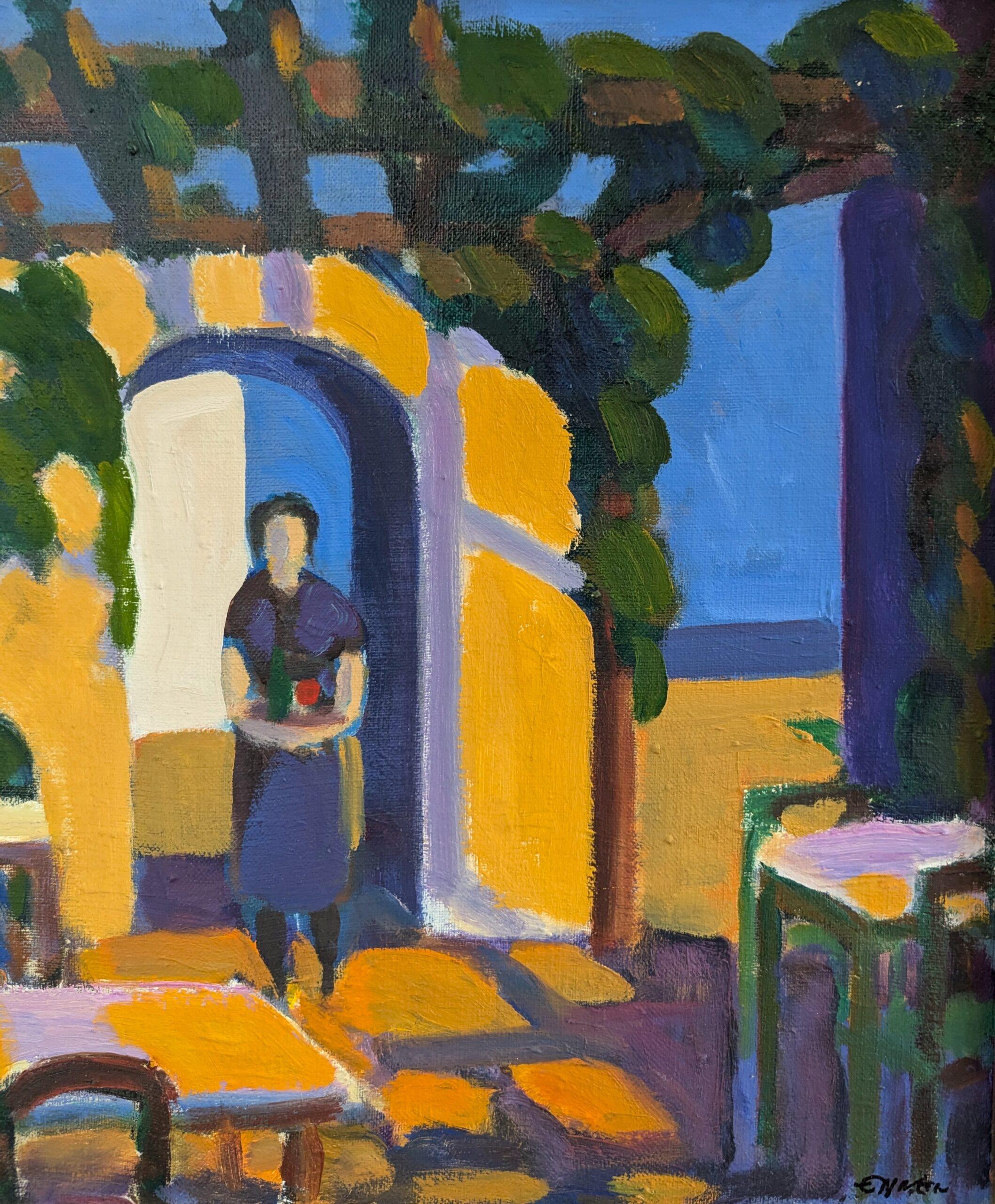Vintage Mid-Century Modern Expressive Oil Painting - Sunlit Terrace 7