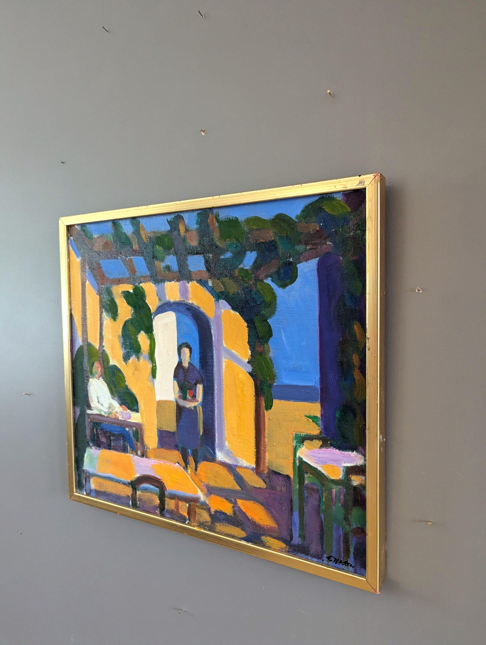 Vintage Mid-Century Modern Expressive Oil Painting - Sunlit Terrace 3