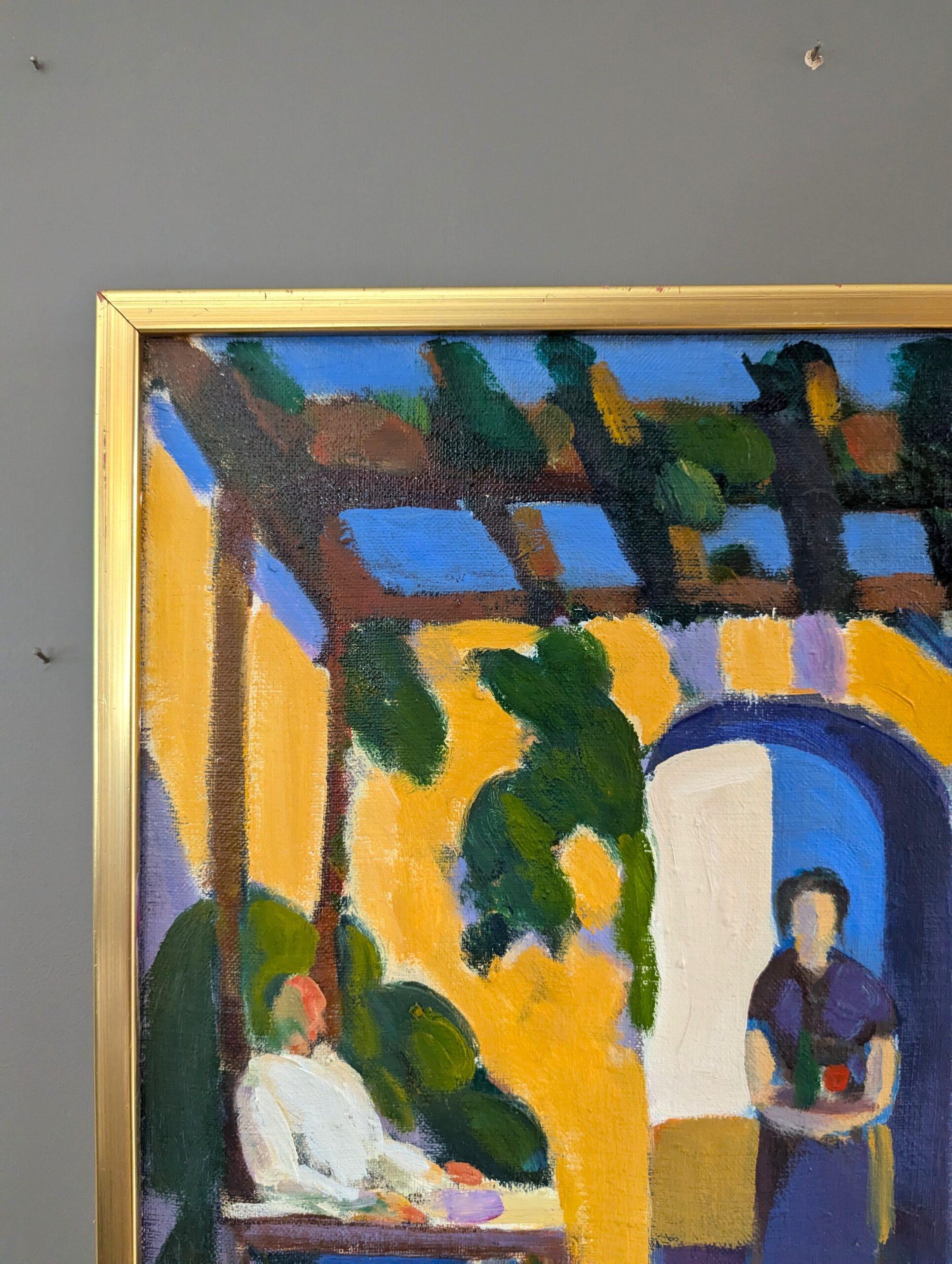 Vintage Mid-Century Modern Expressive Oil Painting - Sunlit Terrace 4