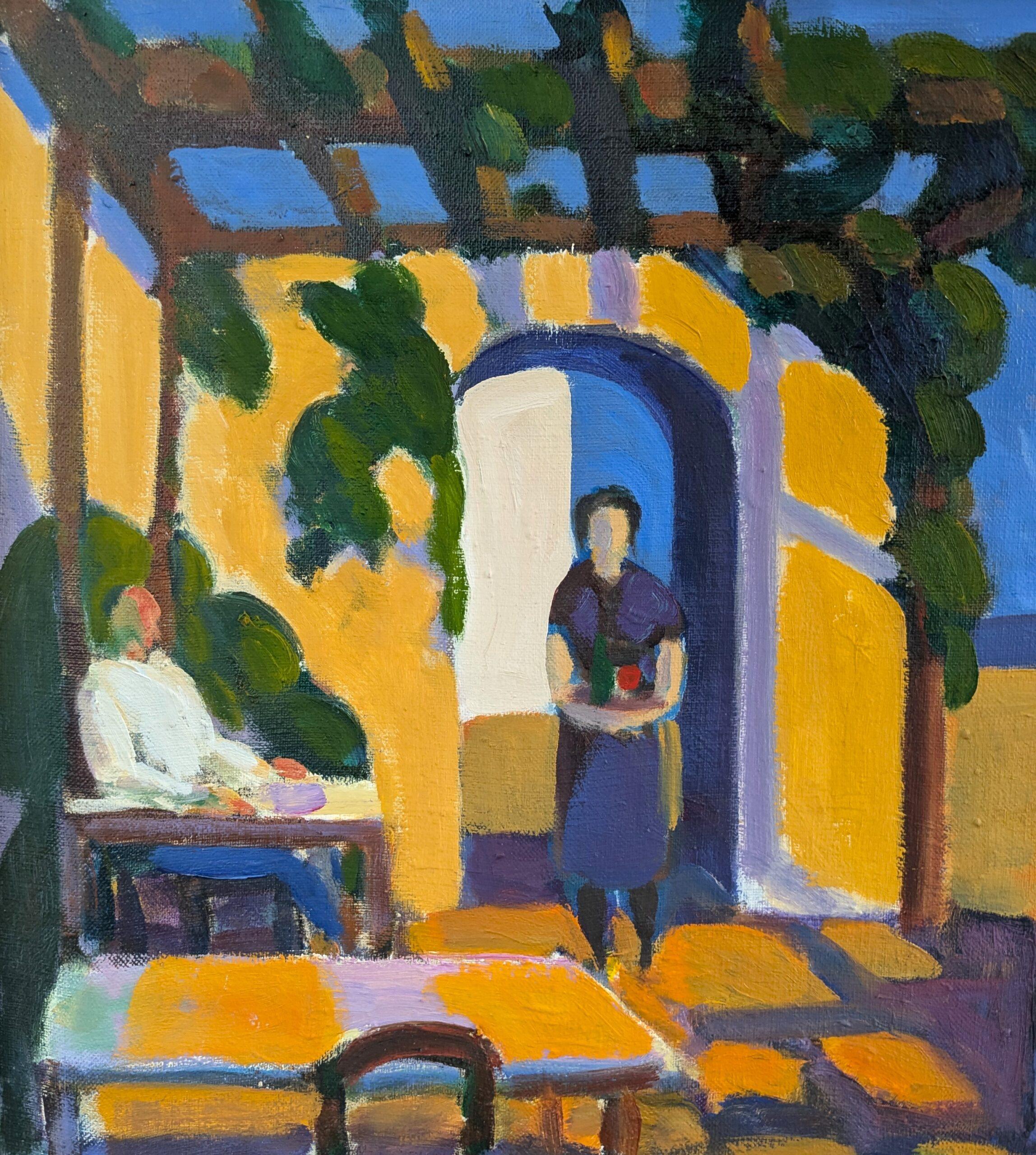 Vintage Mid-Century Modern Expressive Oil Painting - Sunlit Terrace 6