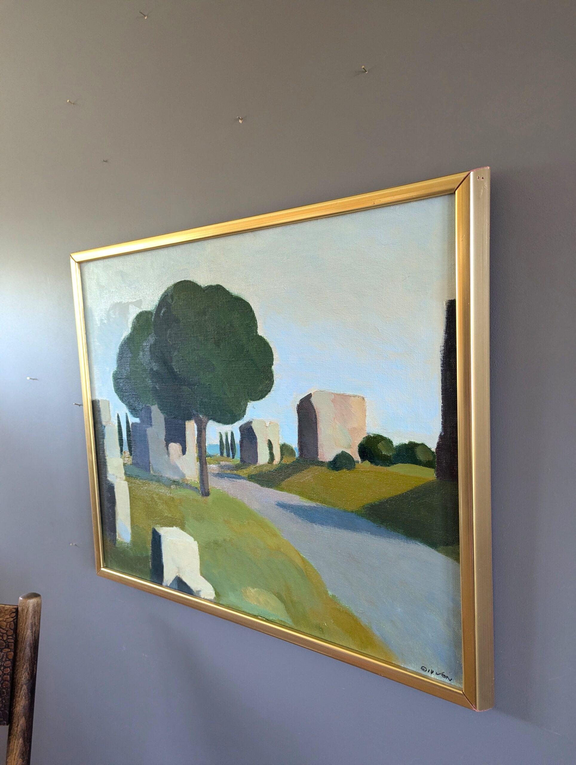 VÍA APPIA
Tamaño: 51,5 x 61,5 cm (incluido el marco)
Óleo sobre tabla

Una serena representación de la histórica Via Appia, una de las vías antiguas con más historia de Roma, pintada por el artista sueco Eric Elfvén (1921-2008), cuyas obras se han