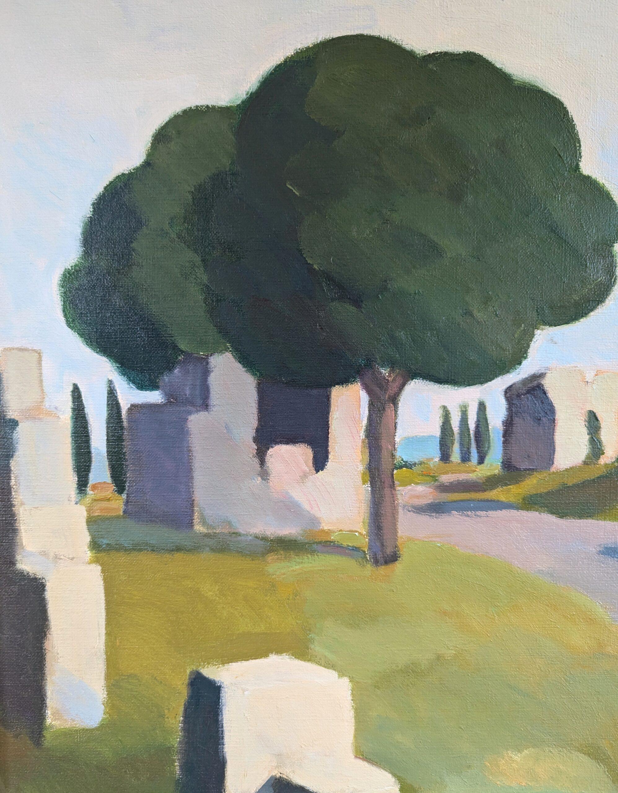 Pintura al óleo original sueca vintage de mediados de siglo sobre un paisaje - Via Appia en venta 3