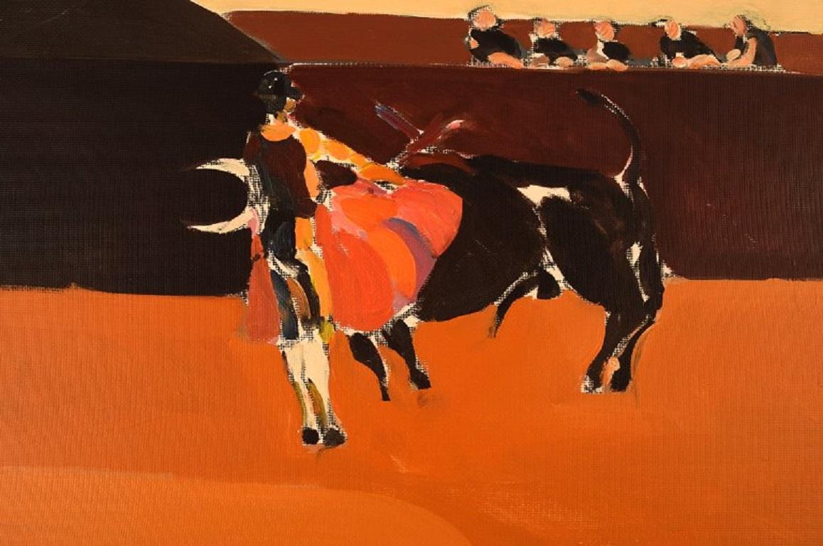 Swedish Eric Elfwén (1921-2008), Sweden, Oil on Board, Bullfighter, 1960/70's For Sale