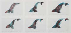 ERIC FISCHL "Whales I - VI" contemporary watercolor on paper of 6 whales