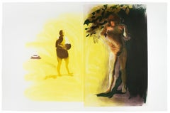 Scène de plage, chambre à air : Eric Fischl Aquatinte d'une femme nue éclairée par le soleil