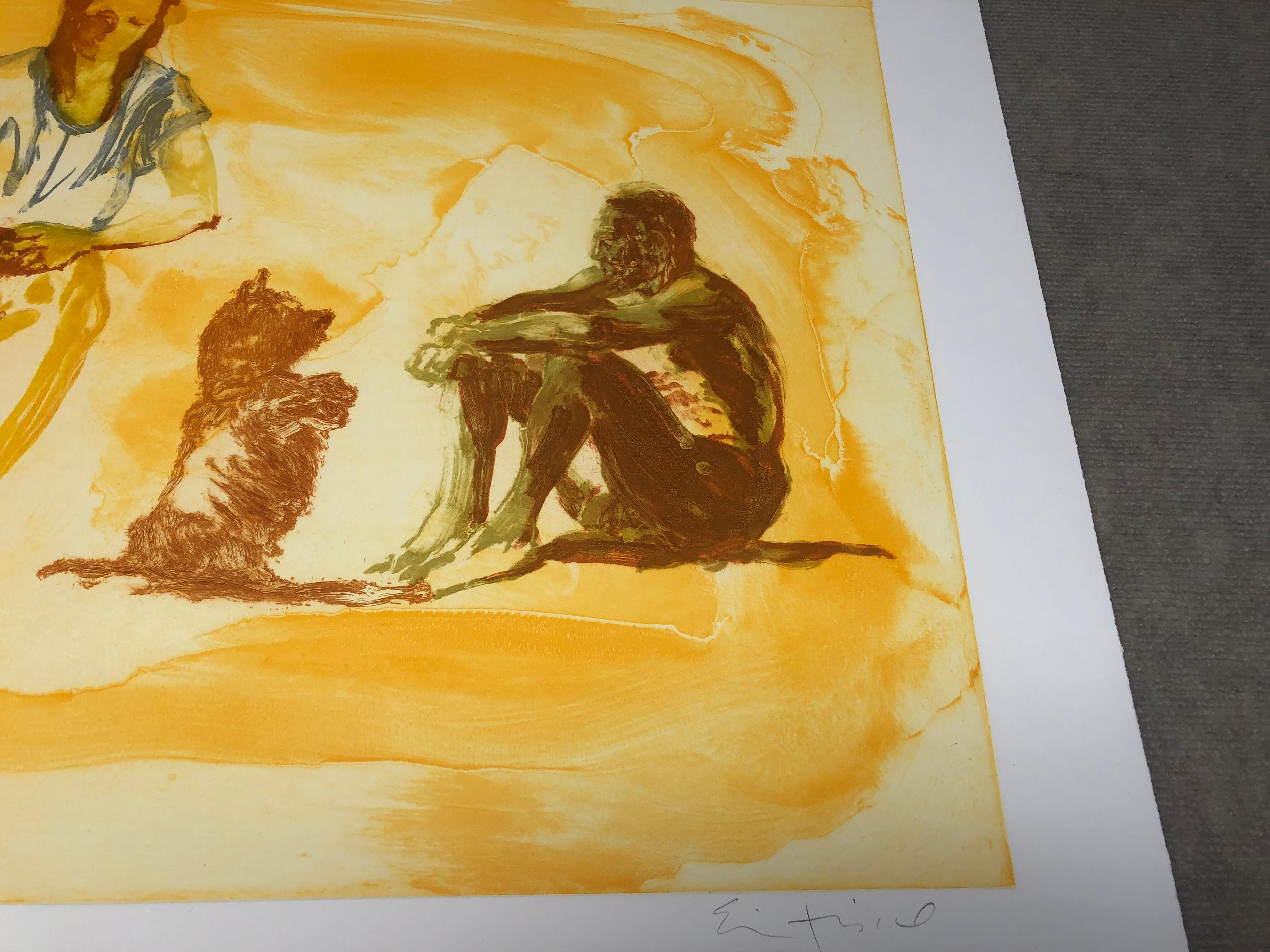 Eric Fischl-Beach Scene with Poodle-Hand-Signed For Sale 5