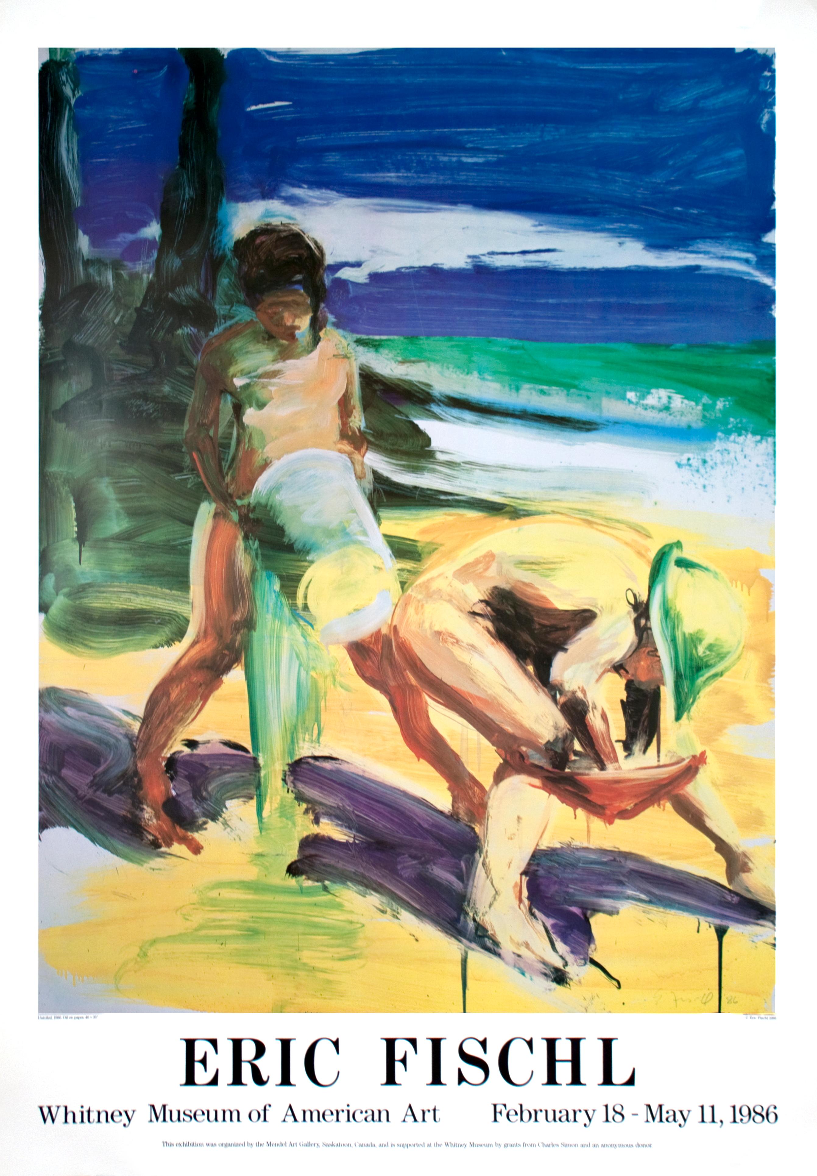 Fischl-Beach Scene with kids-First Edition - Print by Eric Fischl