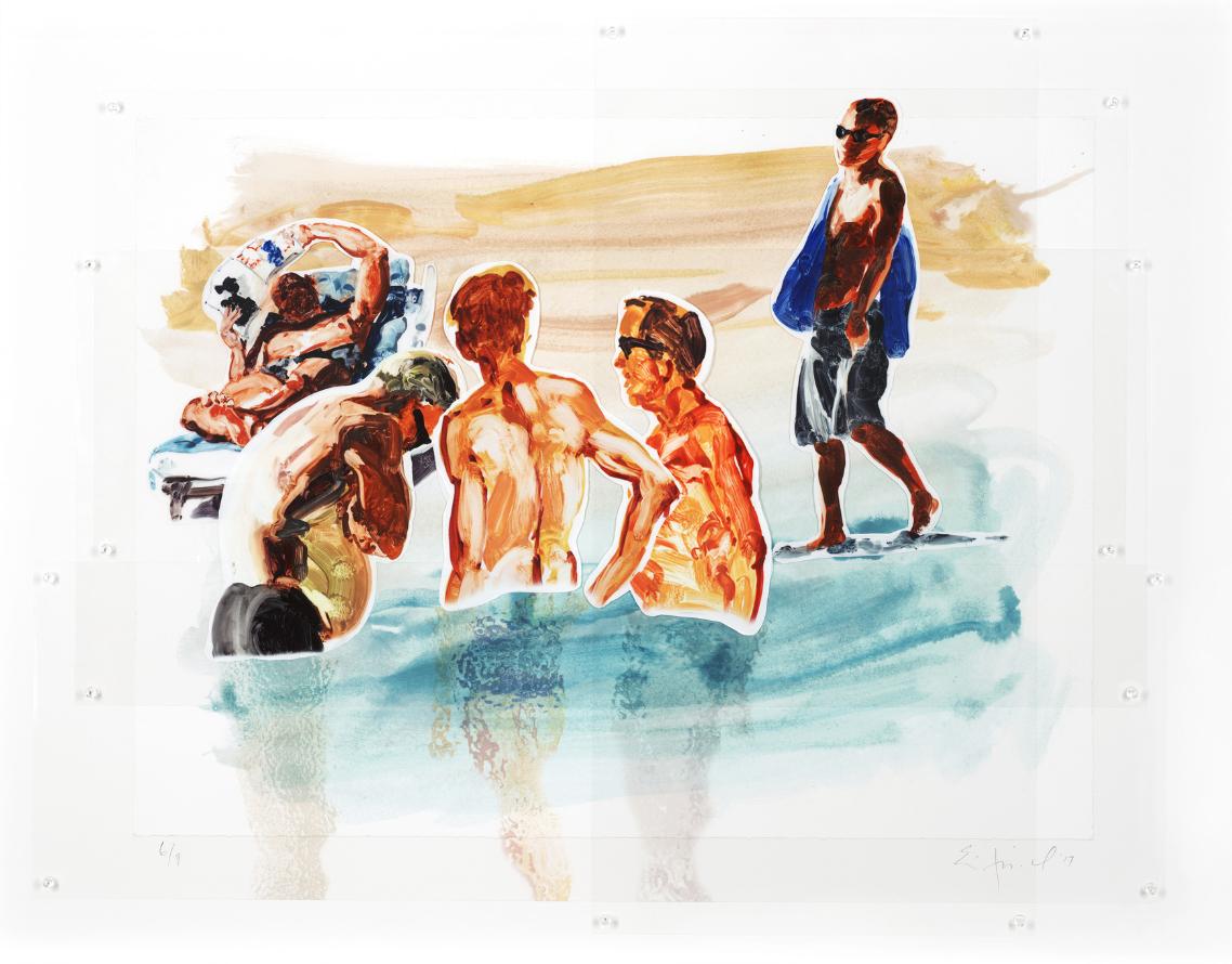 Figurative Print Eric Fischl - hommes en eau