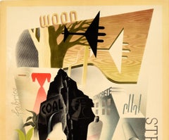 Original Vintage WWII Poster Future Progress Savings Industry Modernism Design