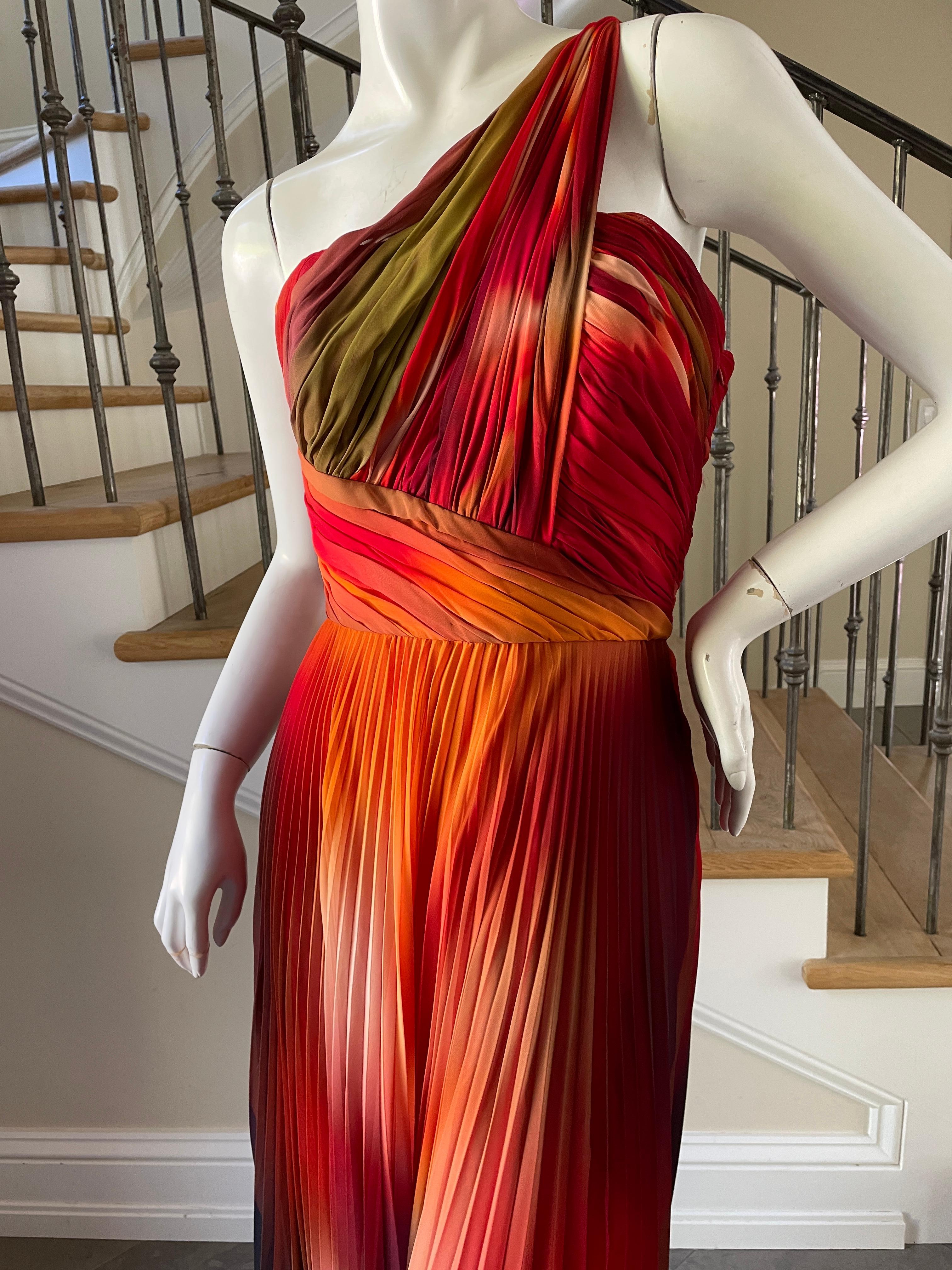Eric Gaskins Elegant Draped One Shoulder Ombre Evening Dress In Good Condition In Cloverdale, CA