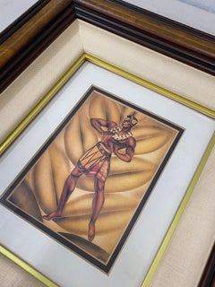 Eric Gill "Hawaiian Drummer" Original Airbrush Painting C.1930s