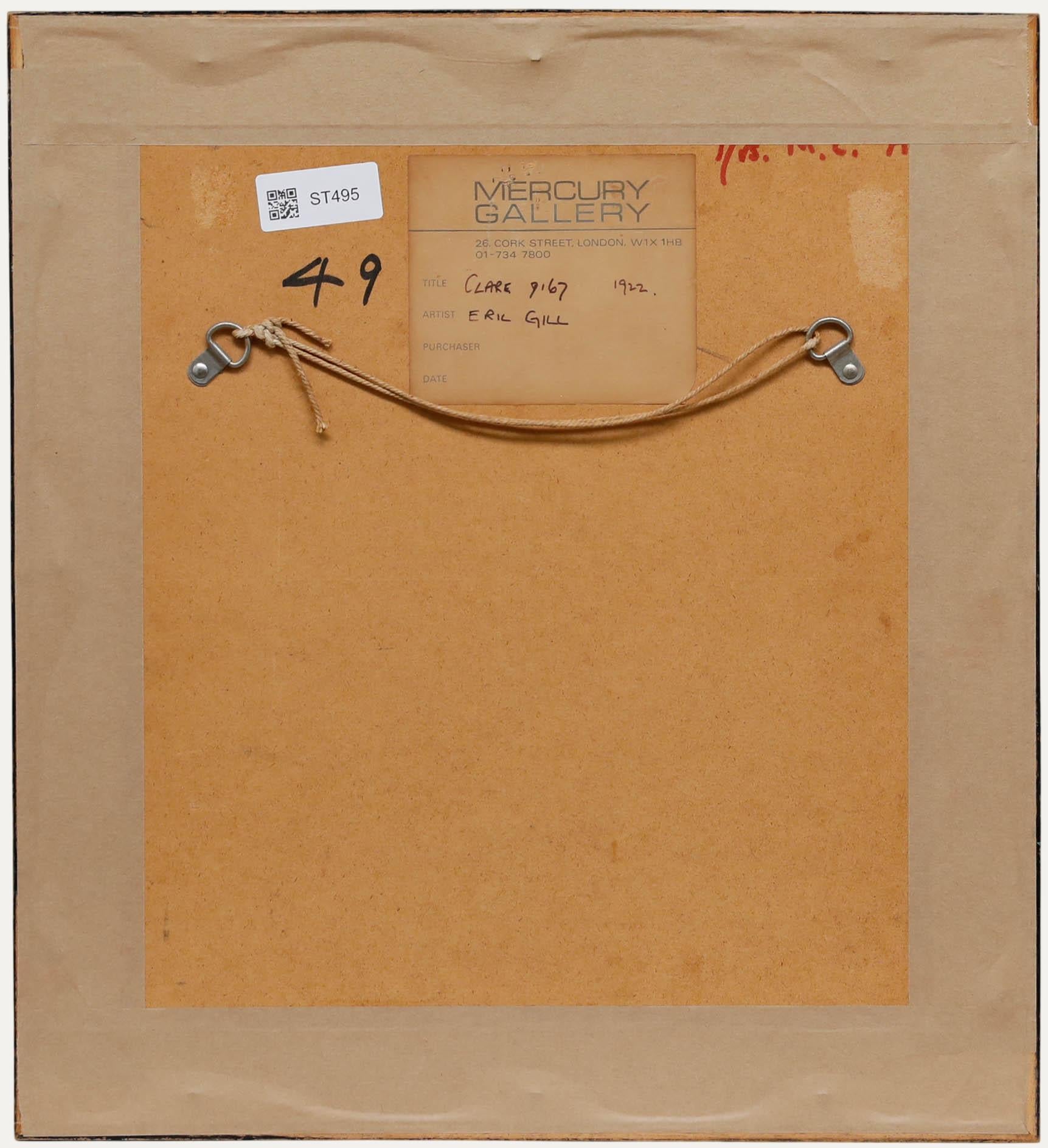 Eric Gill (1882-1940) - Early 20th Century Woodcut, Clare, Mrs Pepler For Sale 2