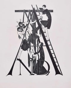 Eric Gill: „The Deposition from the Cross“, Holzschnitt, Jesus Mary Magdalen, 1934