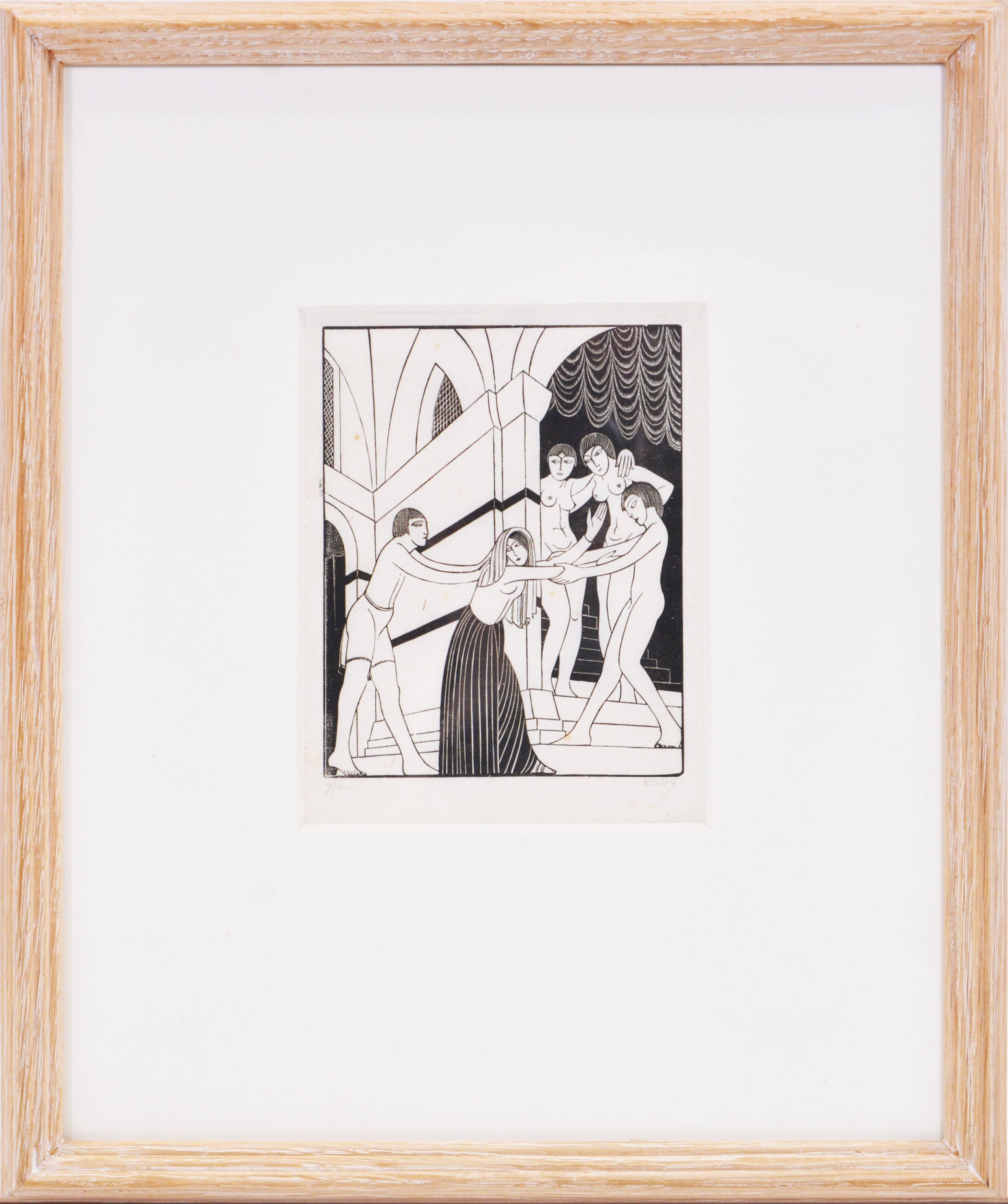 Figurative Print de Eric Gill - El Harén