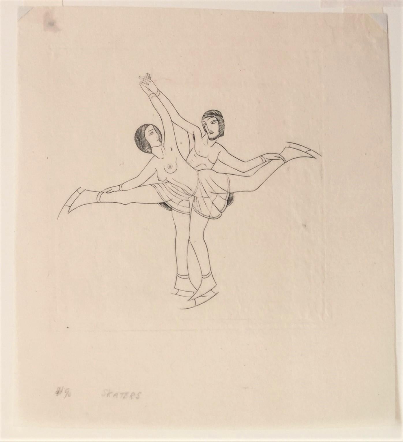 Skaters - Print by Eric Gill